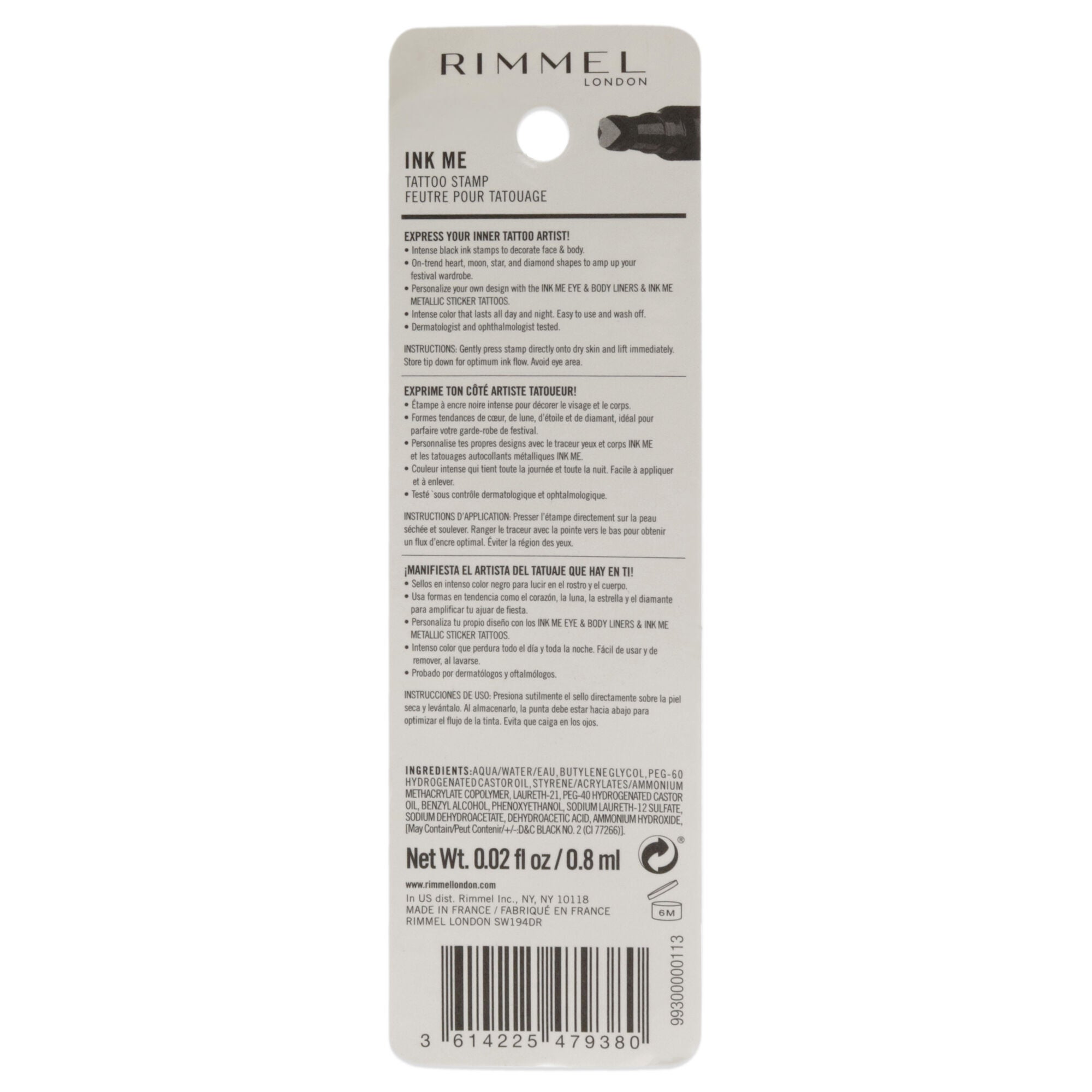 Ink Me Tatto Stamp Eyes and Body - 001 Black Heart Shape by Rimmel London for Women - 0.02 oz Eyeliner, See Description, alternate image number 2