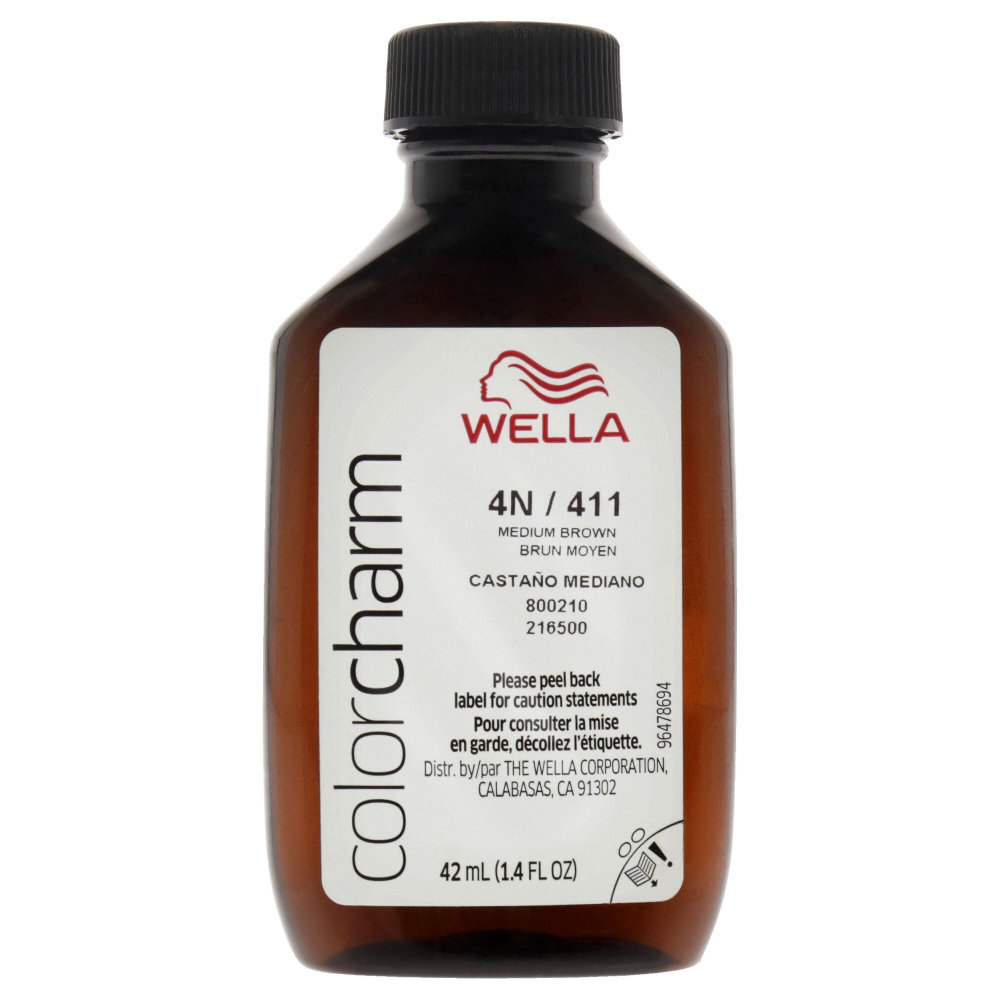 Color Charm Permanent Liquid Hair Color - 411 4N Medium Brown by Wella for Unisex - 1.42 oz Hair Color, Brown, alternate image number 1