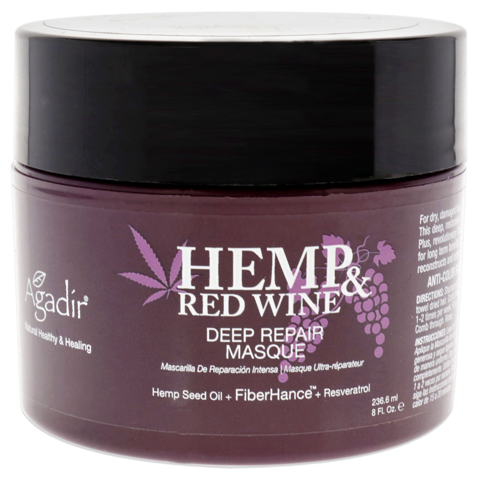 Hemp and Red Wine Deep Repair Masque by Agadir for Unisex - 8 oz Masque, , alternate image number 3