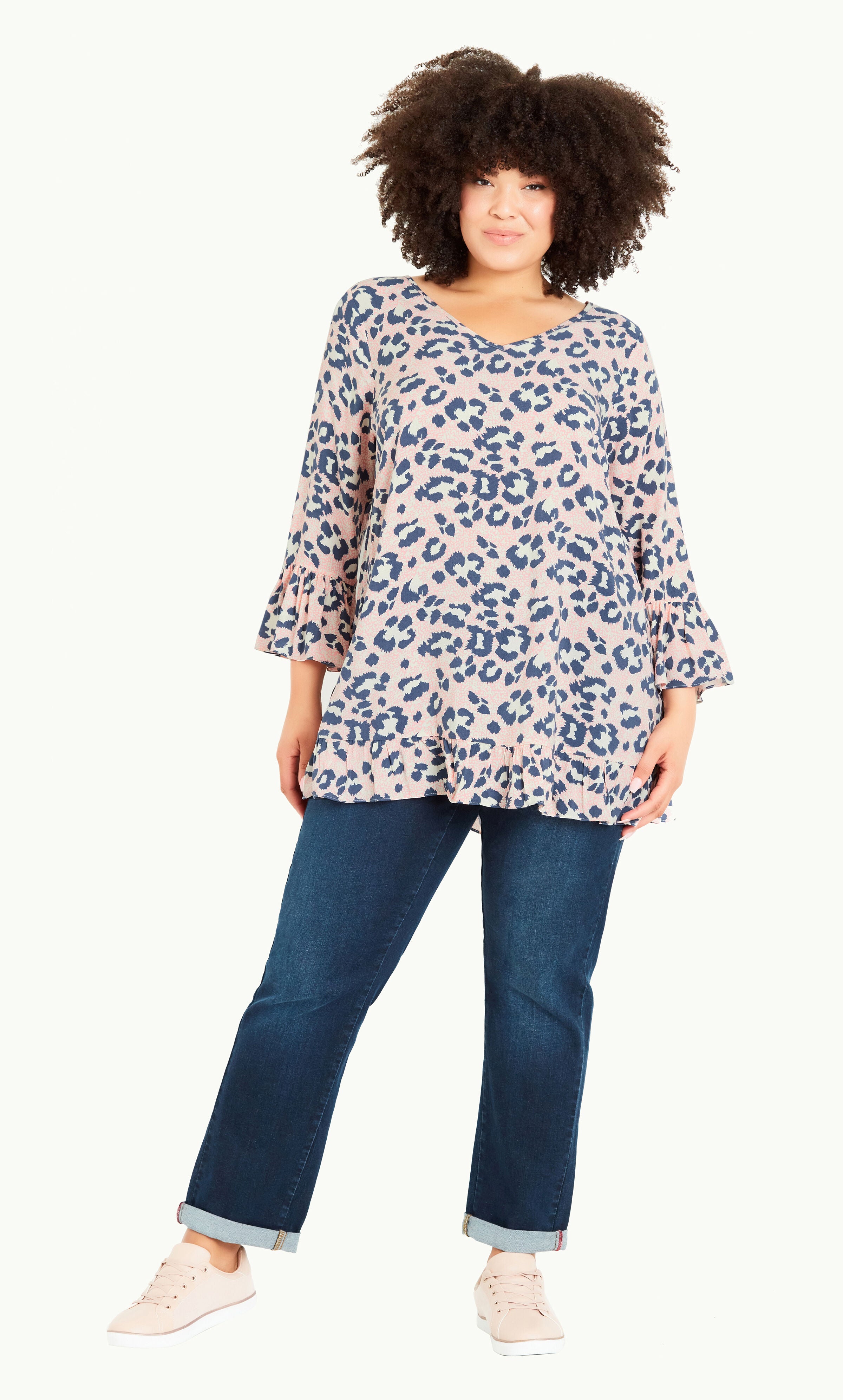 Gem Ruffle Tunic - blush animal, , alternate image number 1