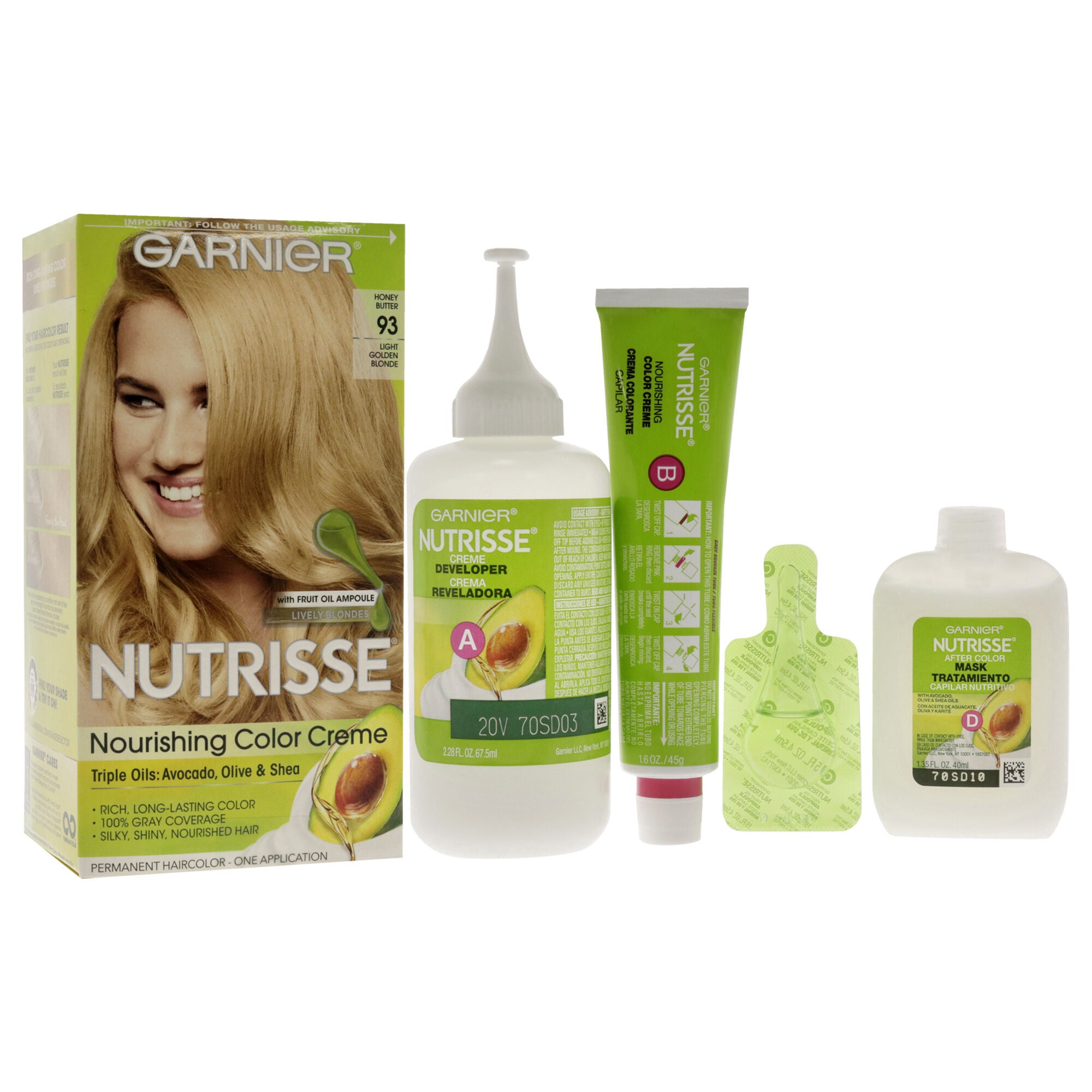 Nutrisse Nourishing Color Creme - 93 Light Golden Blonde by Garnier for Unisex - 1 Application Hair Color, See Description, alternate image number 2