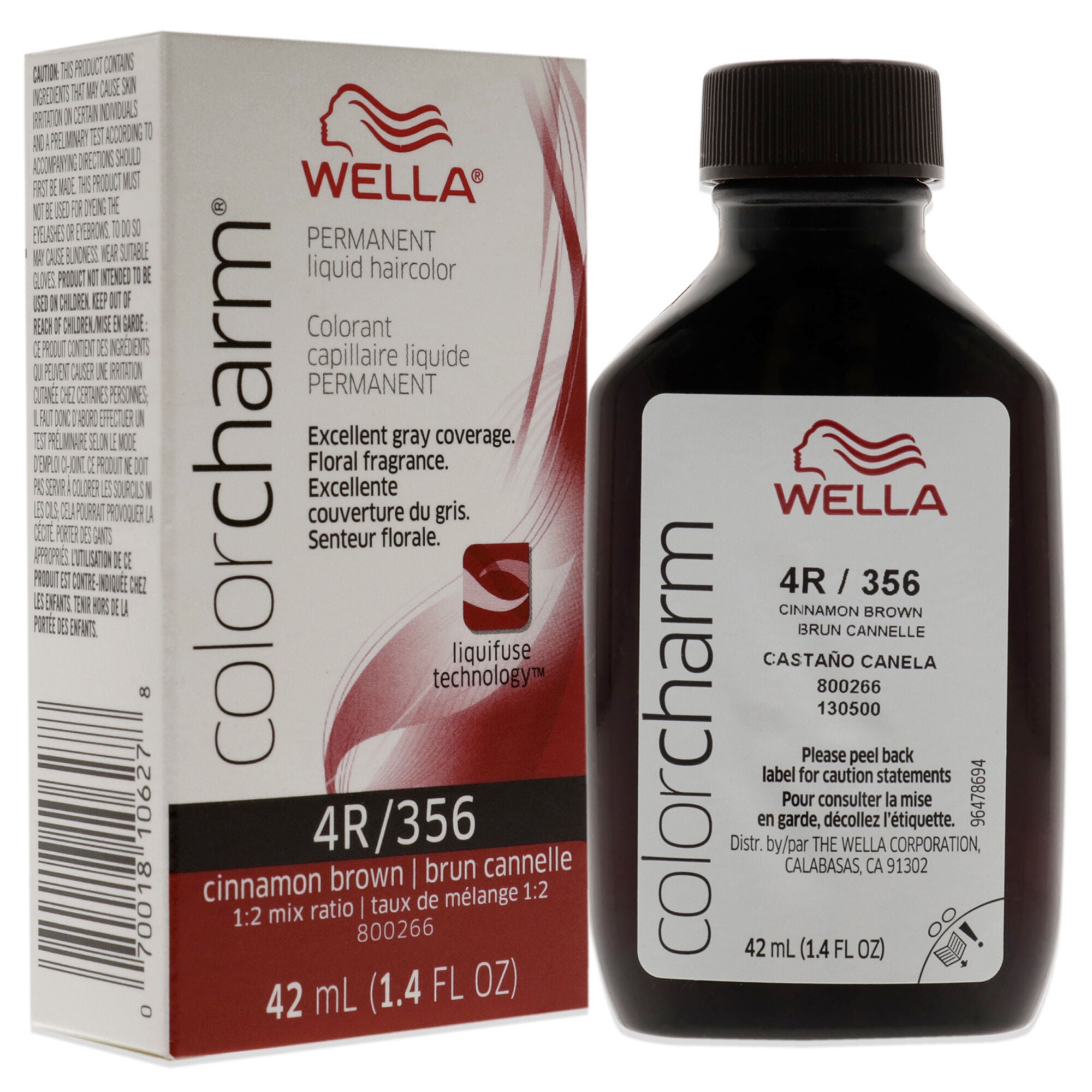 Color Charm Permanent Liquid Haircolor - 356 4R Cinnamon Brown by Wella for Unisex - 1.4 oz Hair Color, , alternate image number 6