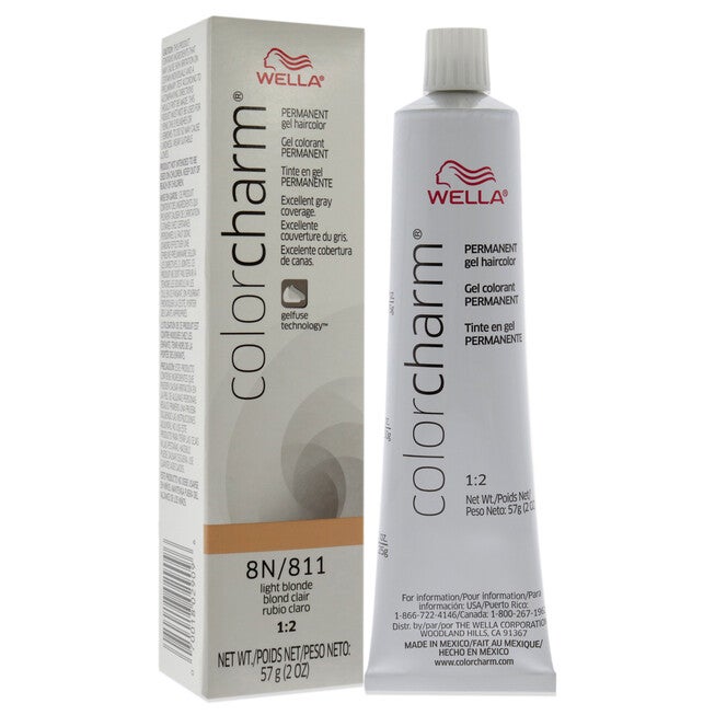 Color Charm Permanent Hair Color Gel - 811 8N Light Blonde by Wella for Unisex - 2 oz Hair Color, NA, alternate image number null