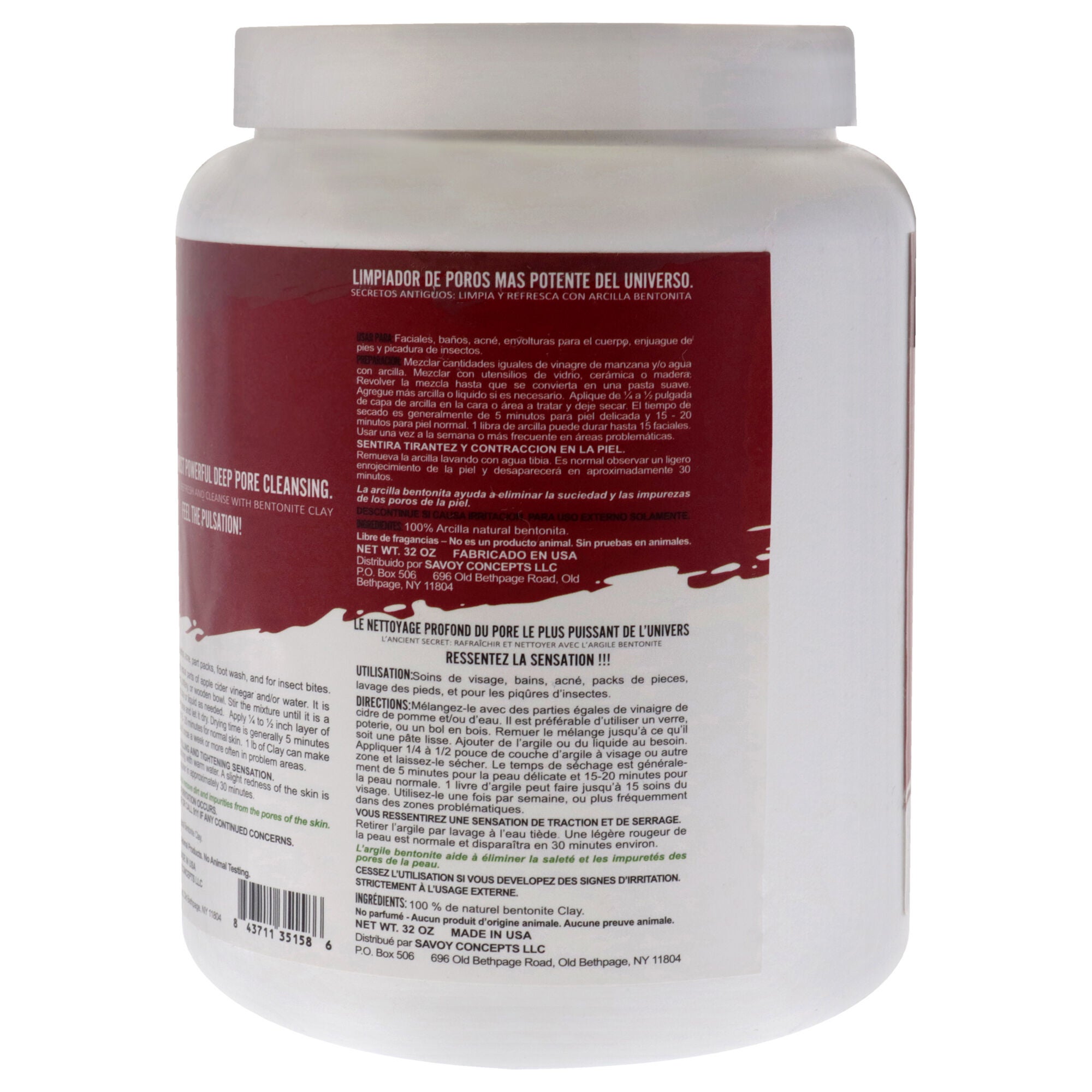 Powerful Deep Pore Cleansing Bentonite Clay by Mayan Magic Mud for Unisex - 32 oz Cleanser, See Description, alternate image number 2