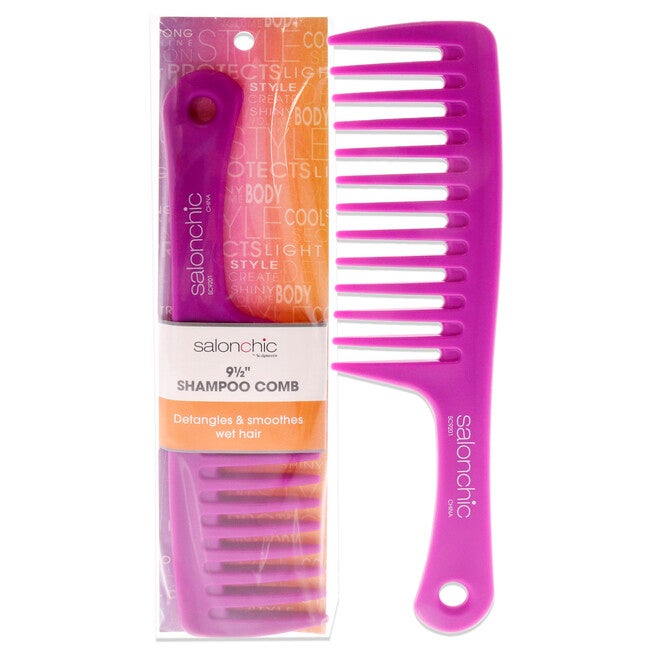 Detangler Shampoo Comb 9.5 - Bright Pink by SalonChic for Unisex - 1 Pc Comb, NA, hi-res image number null