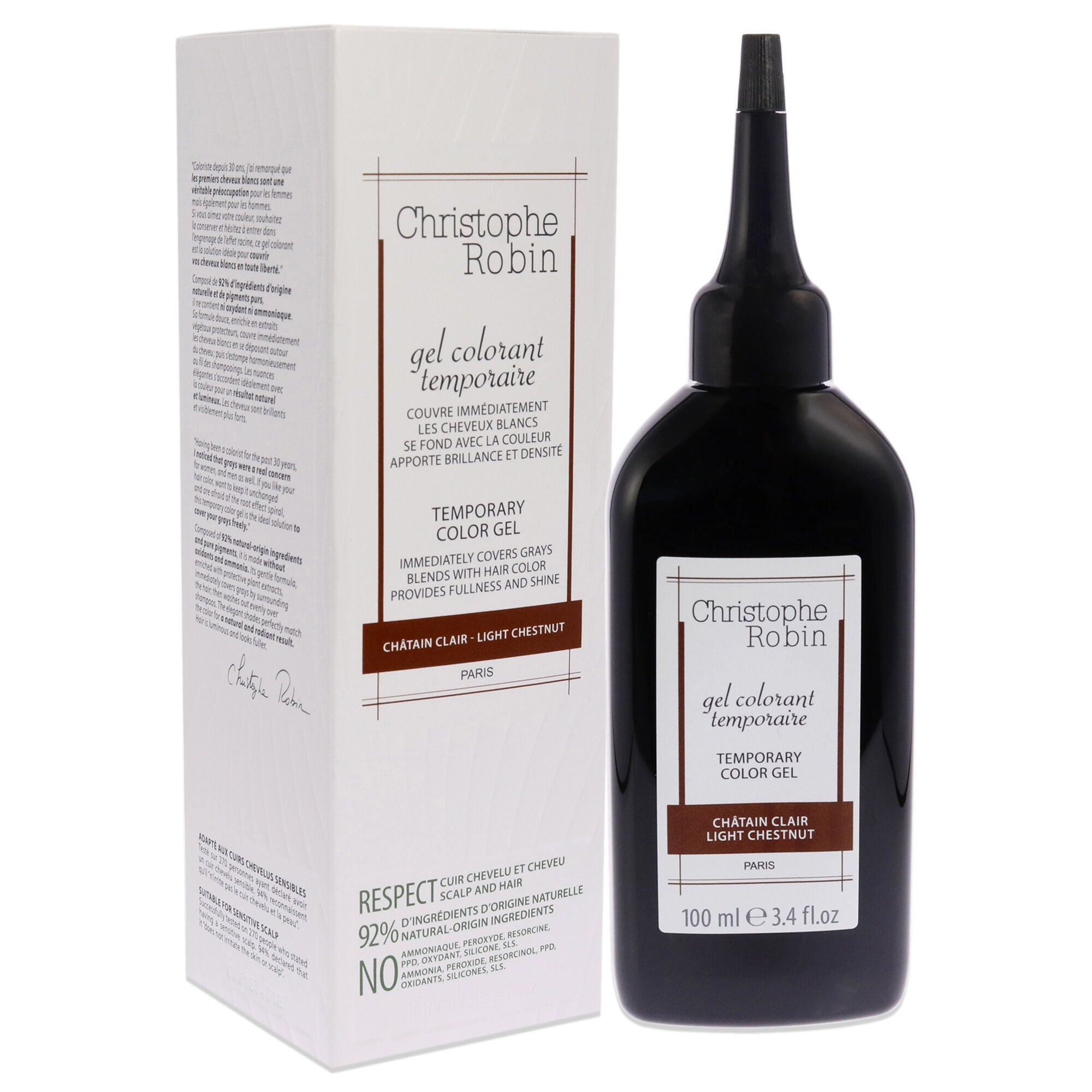Temporary Color Gel - Light Chestnut by Christophe Robin for Men - 3.4 oz Hair Color, See Description, alternate image number 2