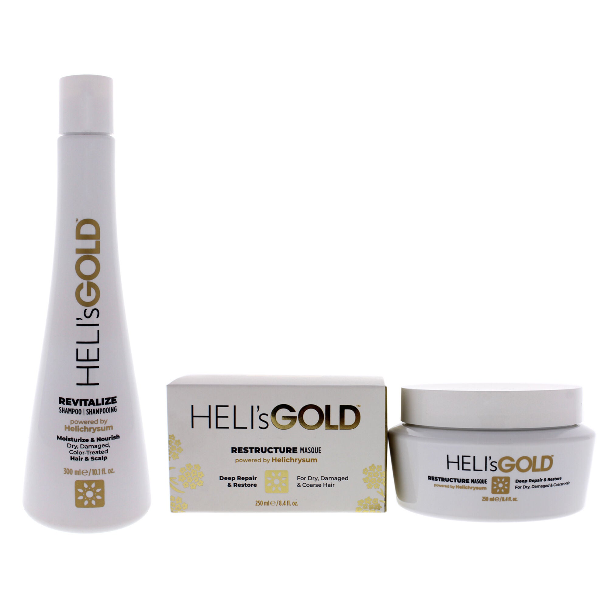 The Revival Series Kit by Helis Gold for Unisex - 2 Pc Kit 10.1oz Revitalize Shampoo, 8.4oz Restructure Masque, See Description, hi-res image number 0