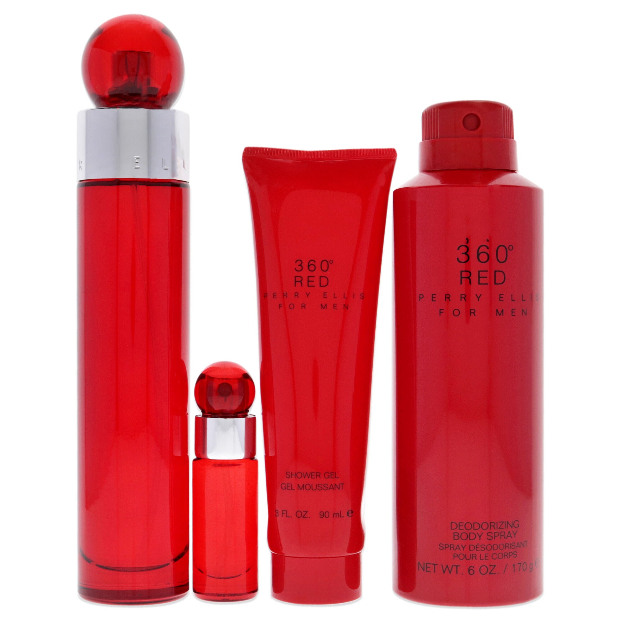 360 Red by Perry Ellis for Men - 4 Pc Gift Set 3.4oz EDT Spray, 6oz Body Spray, 3oz Shower Gel, 7.5ml EDT Spray, See Description, alternate image number 1