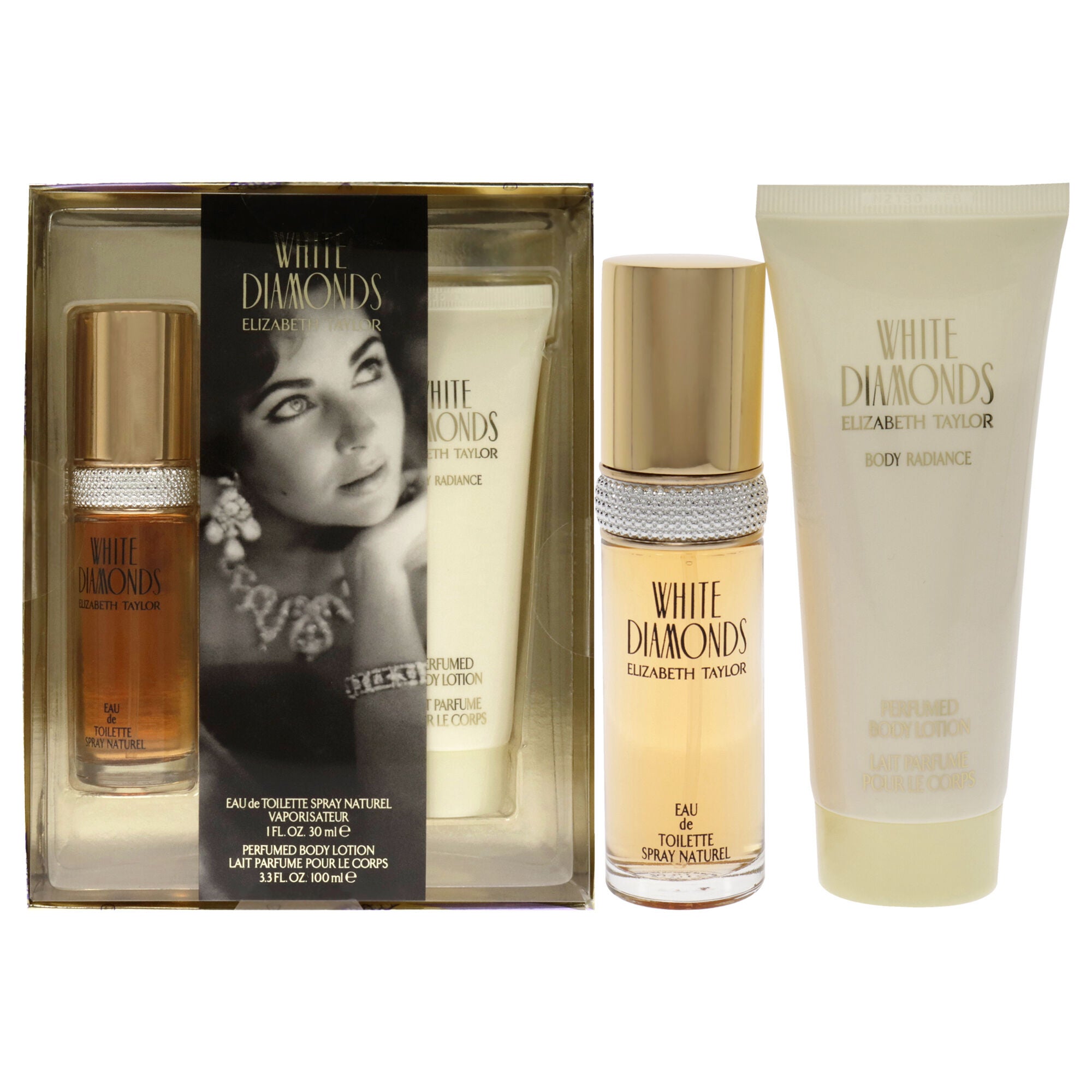 White Diamonds by Elizabeth Taylor for Women - 2 Pc Gift Set 1oz EDT Spray, 3.3oz Body Lotion, See Description, hi-res image number 0