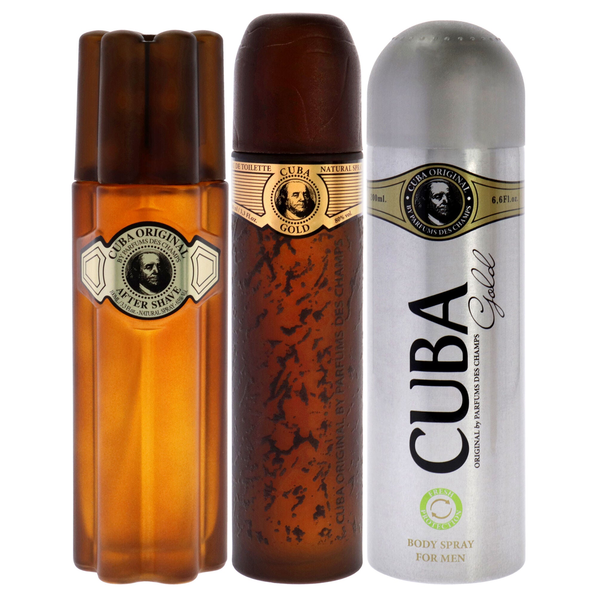 Cuba Gold by Cuba for Men - 3 Pc Gift Set 3.3oz EDT Spray, 6.6oz Deodorant Spray, 3.3oz After Shave, See Description, alternate image number 1