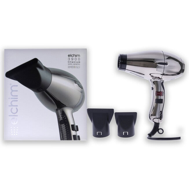 3900 Titanium Ionic-Ceramic Hair Dryer - Black-Silver by Elchim for Unisex - 1 Pc Hair Dryer, NA, hi-res image number null