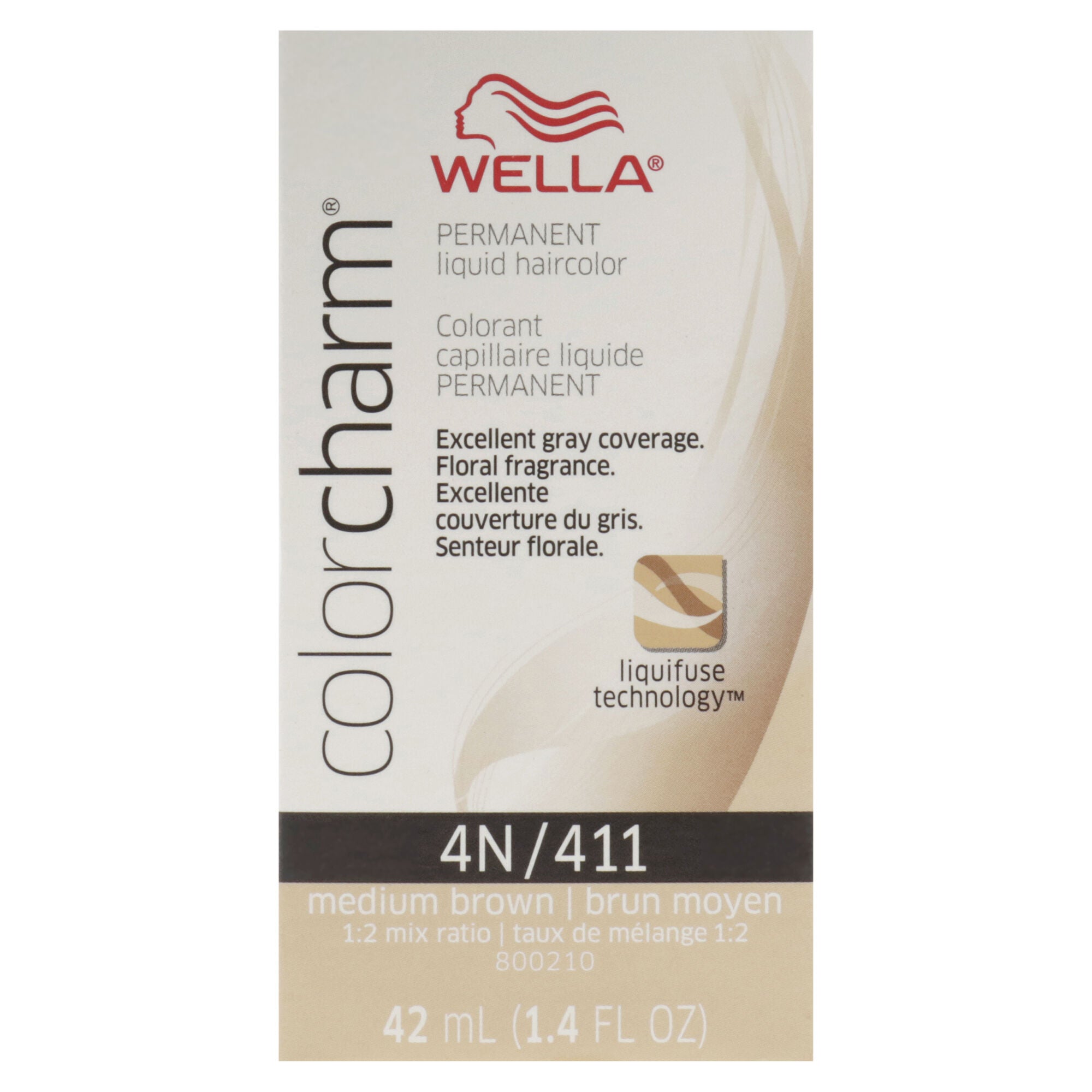 Color Charm Permanent Liquid Hair Color - 411 4N Medium Brown by Wella for Unisex - 1.42 oz Hair Color, Brown, alternate image number 4