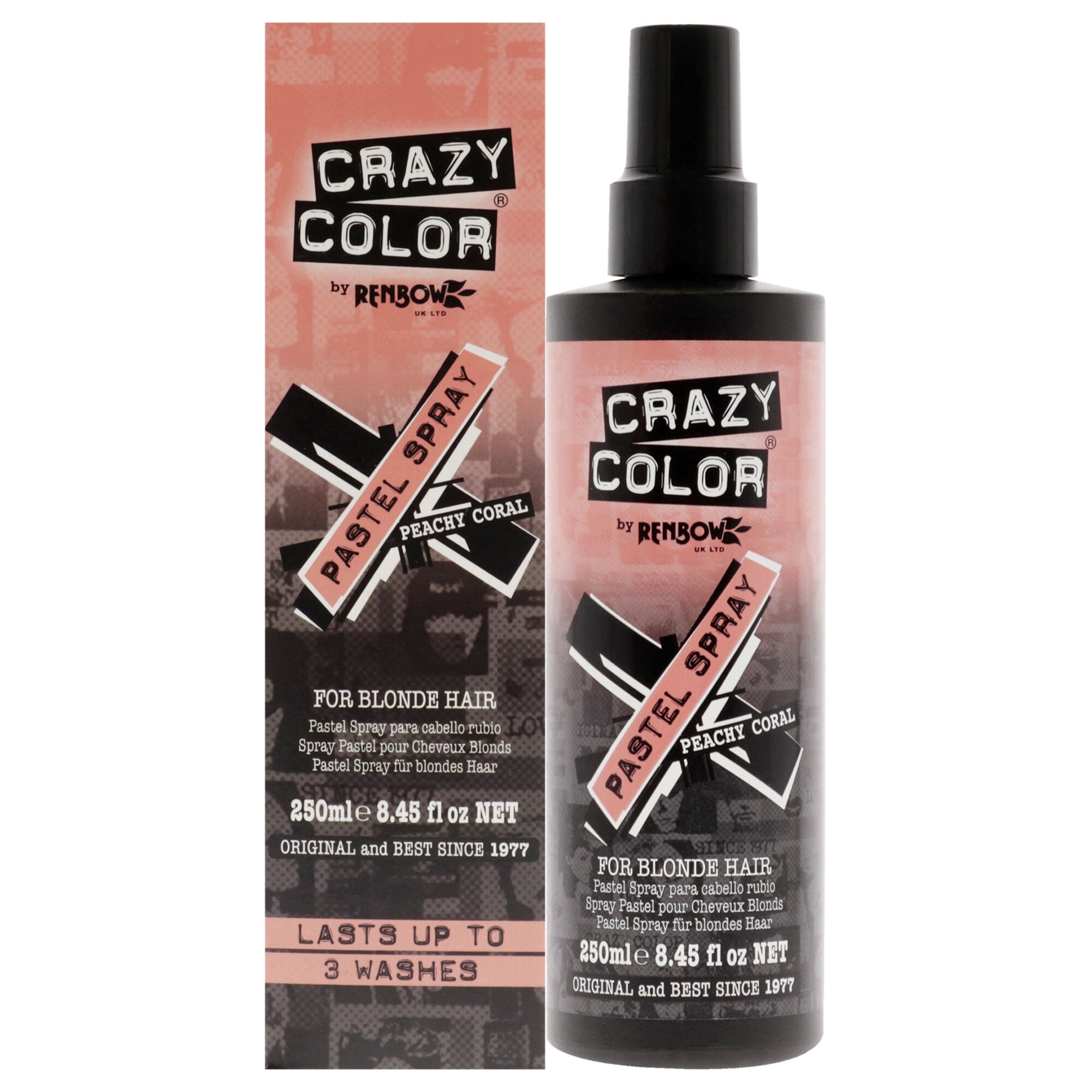 Pastel Spray - Peachy Coral by Crazy Color for Women - 8.45 oz Hair Spray, See Description, hi-res image number 0