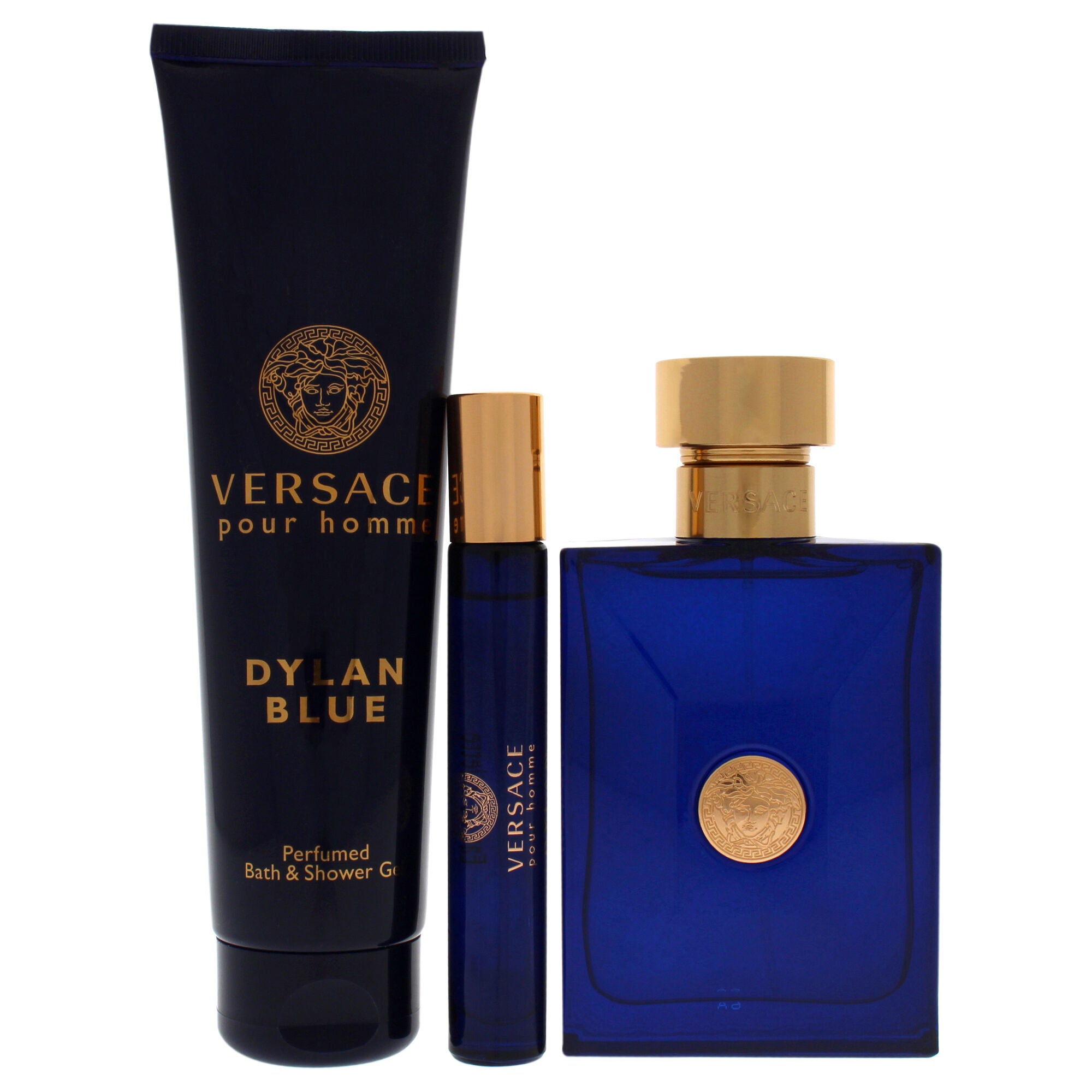 Dylan Blue by Versace for Men - 3 Pc Gift Set 3.4oz EDT Spray, 0.3oz EDT Spray, 5.0oz Bath and Shower Gel, See Description, alternate image number 1
