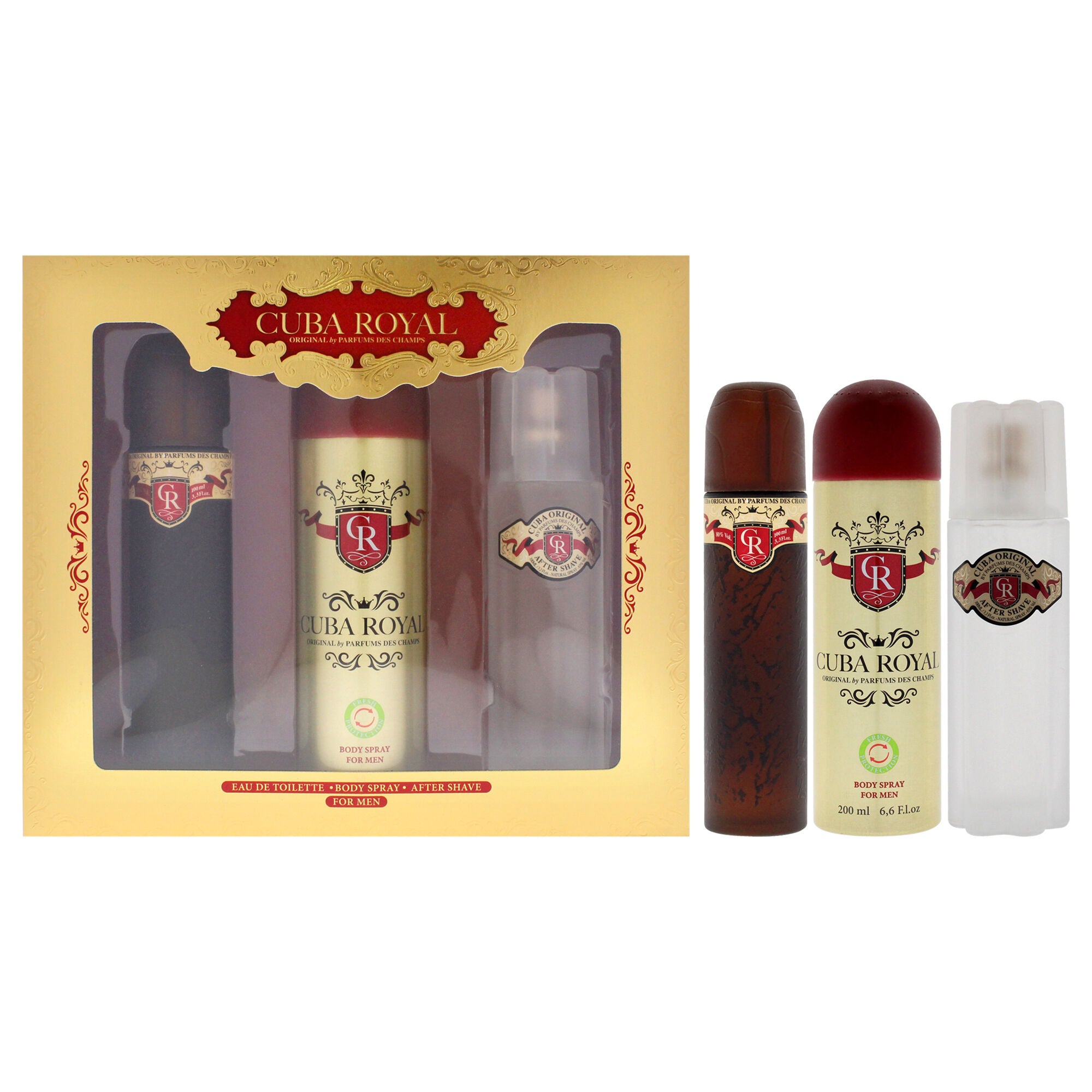 Cuba Royal by Cuba for Men - 3 Pc Gift Set 3.3oz EDT Spray, 6.7oz Body Spray, 3.3oz After Shave, See Description, hi-res image number 0