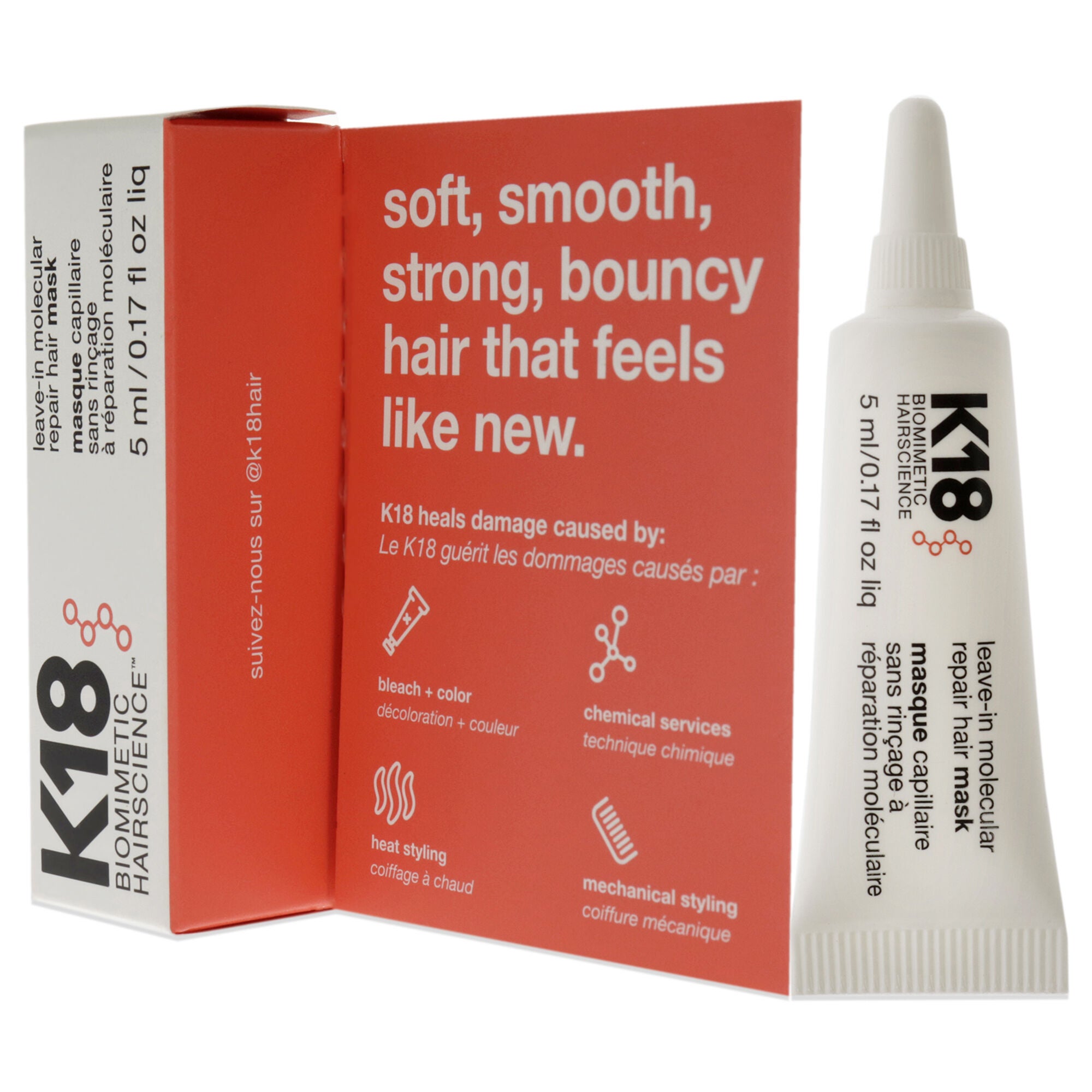 Leave-In Molecular Repair Hair Mask by K18 Hair for Unisex - 0.17 oz Masque, See Description, alternate image number 3