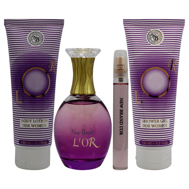 Lor by New Brand for Women - 4 Pc Gift Set 3.3oz EDP Spray, 0.5oz EDP Spray, 4.3oz Shower Gel, 4.3oz Body Lotion, , alternate image number null