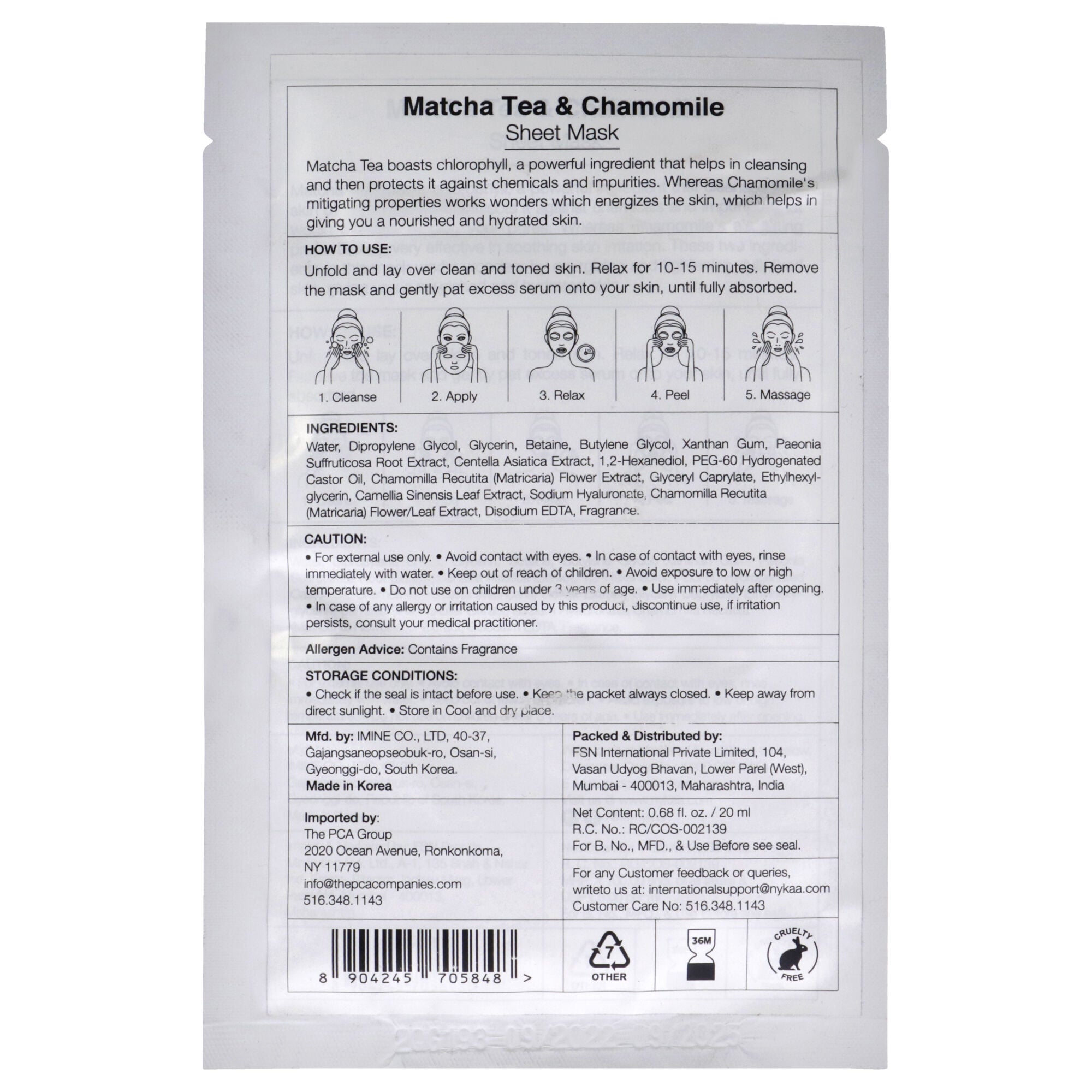 Skin Secrets Sheet Mask - Matcha Tea and Chamomile by Nykaa Naturals for Women - 1 Pc Mask, See Description, alternate image number 2