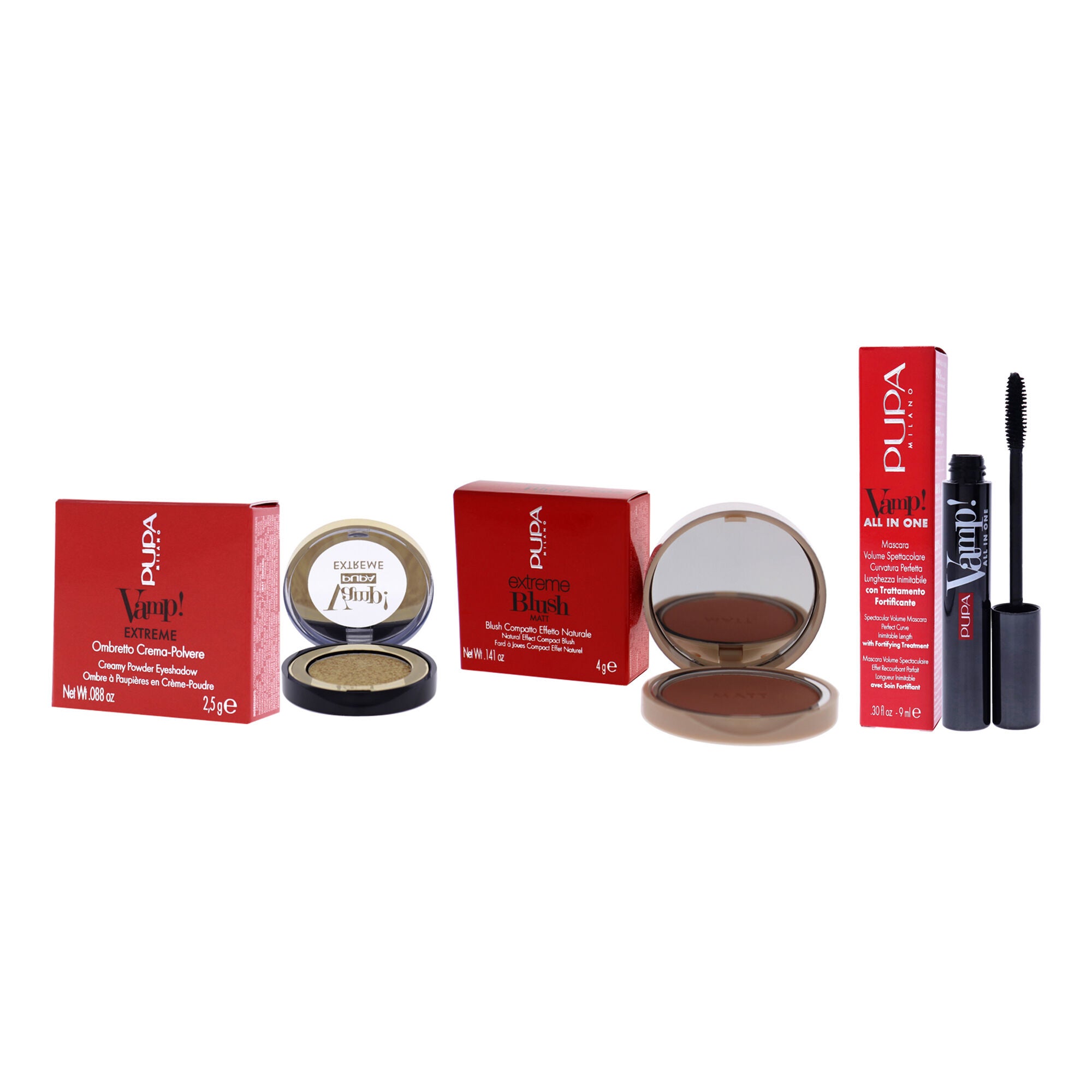 Vamp! Extreme Eyeshadow With All In One Mascara and Extreme Blush Matt Kit by Pupa Milano for Women - 3 Pc Kit, , alternate image number 7