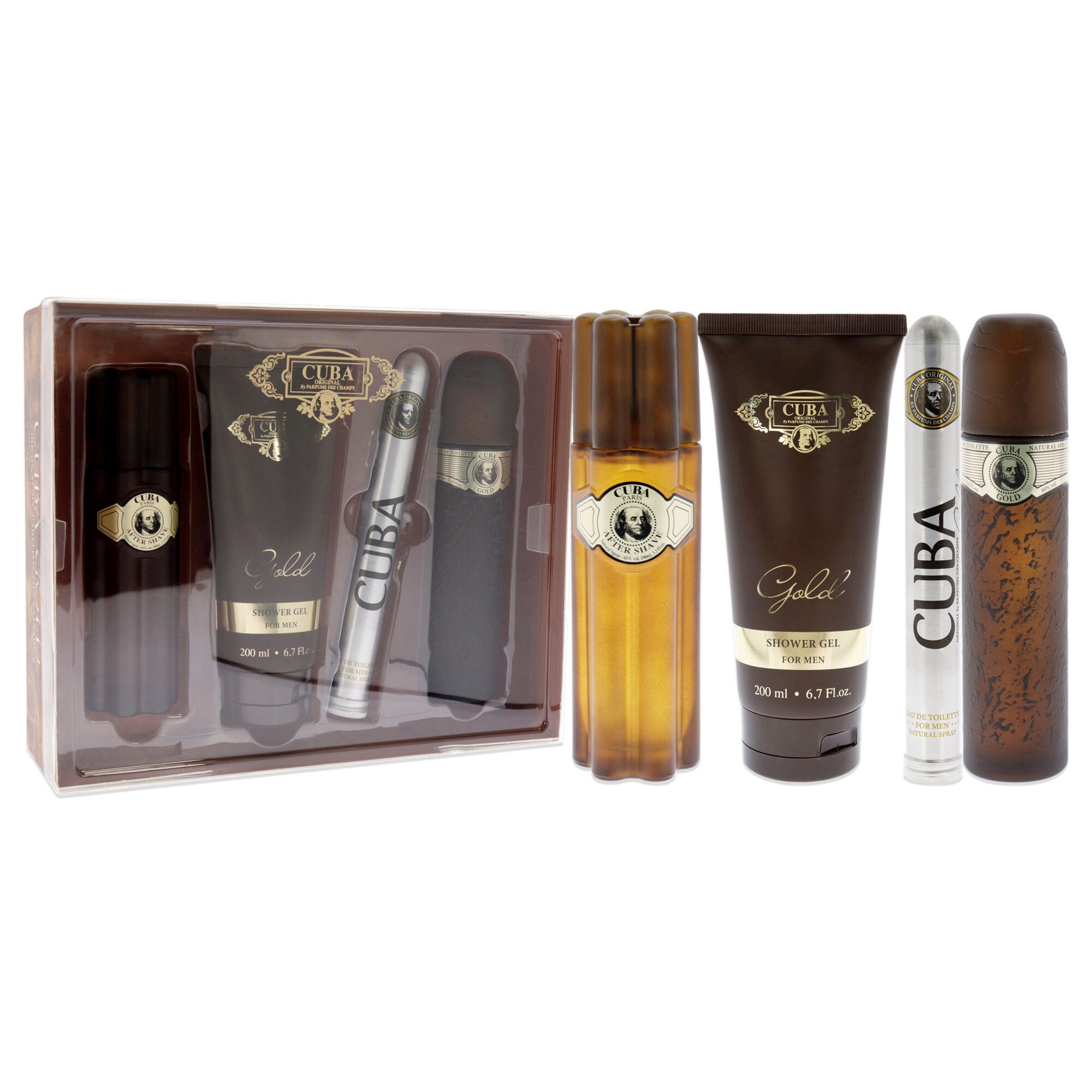Cuba Gold by Cuba for Men - 4 Pc Gift Set 3.3oz EDT Spray, 1.17oz EDT Spray, 3.3oz After Shave, 6.7oz Shower Gel, See Description, alternate image number 2