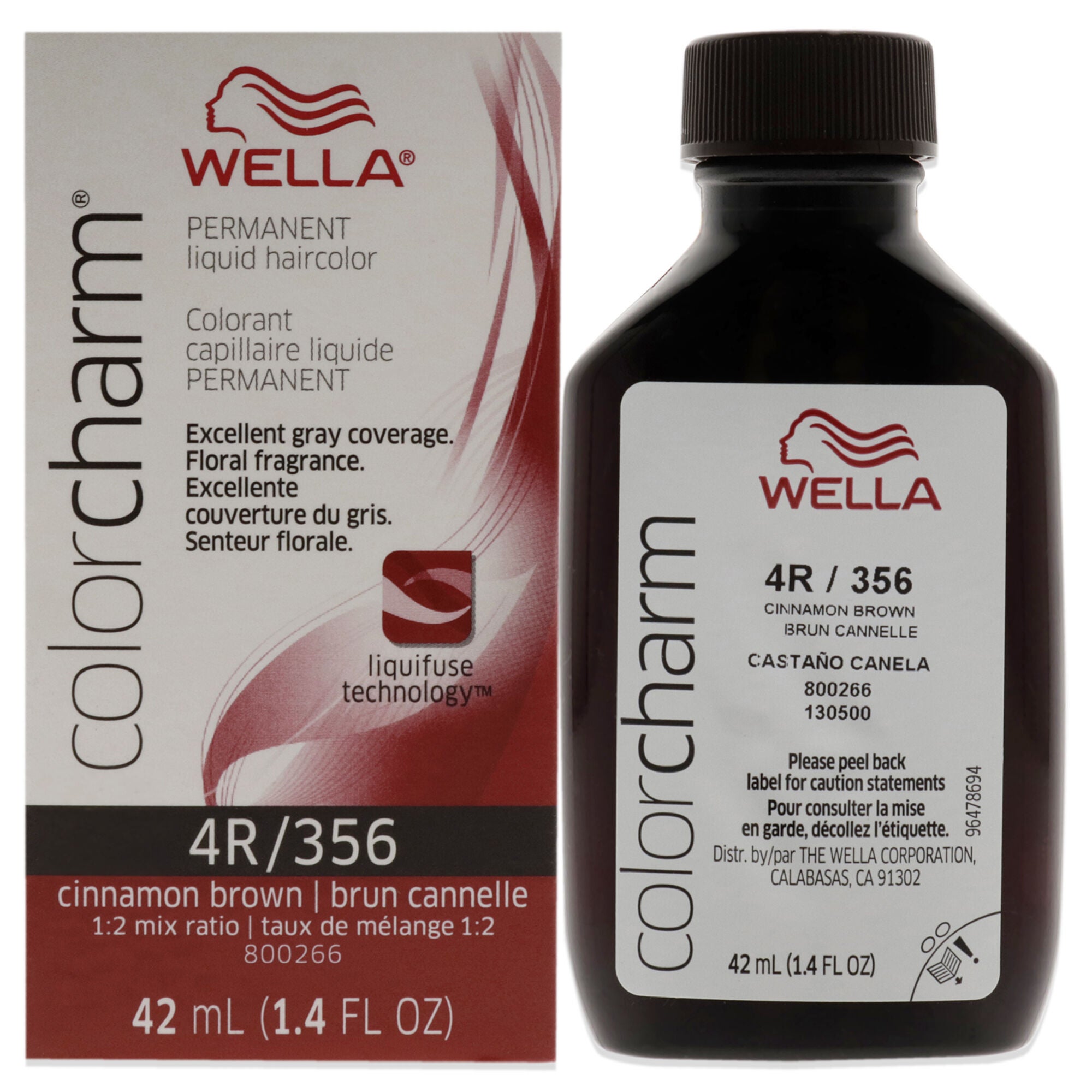 Color Charm Permanent Liquid Haircolor - 356 4R Cinnamon Brown by Wella for Unisex - 1.4 oz Hair Color, See Description, hi-res image number 0