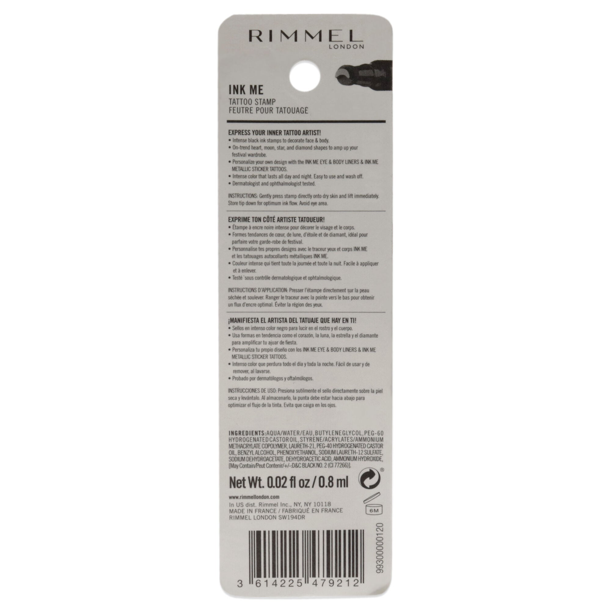 Ink Me Tatto Stamp Eyes and Body - 004 Black Moon Shape by Rimmel London for Women - 0.02 oz Eyeliner, See Description, alternate image number 2