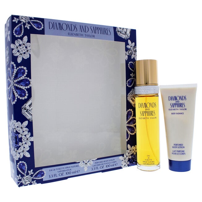Diamonds and Sapphires by Elizabeth Taylor for Women - 2 Pc Gift Set 3.4oz EDT Spray, 3.4oz Perfumed Body Lotion, NA, hi-res image number null