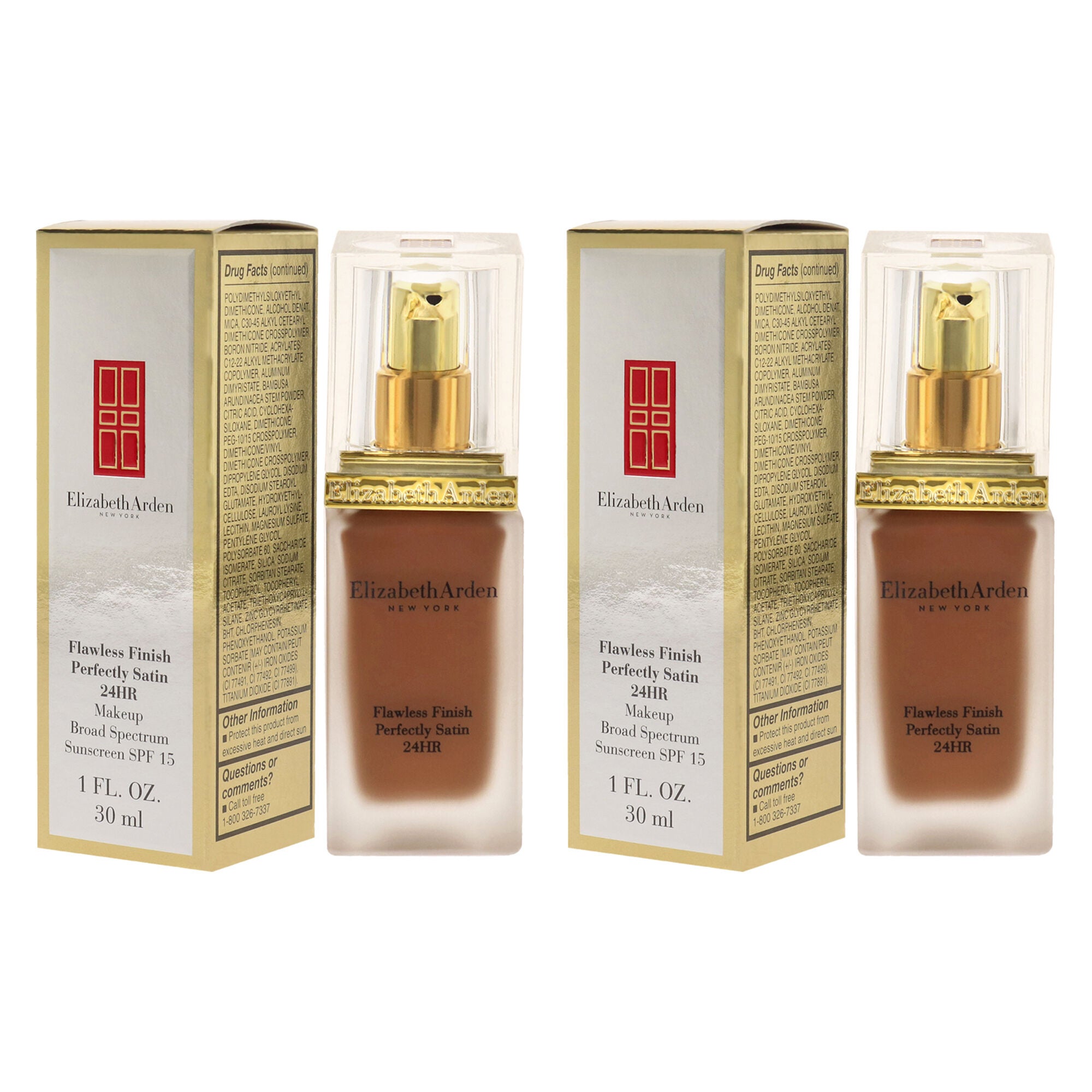 Flawless Finish Perfectly Satin 24HR Makeup SPF 15 - 17 Cocoa by Elizabeth Arden for Women - 1 oz Foundation - Pack of 2, Brown, alternate image number 3