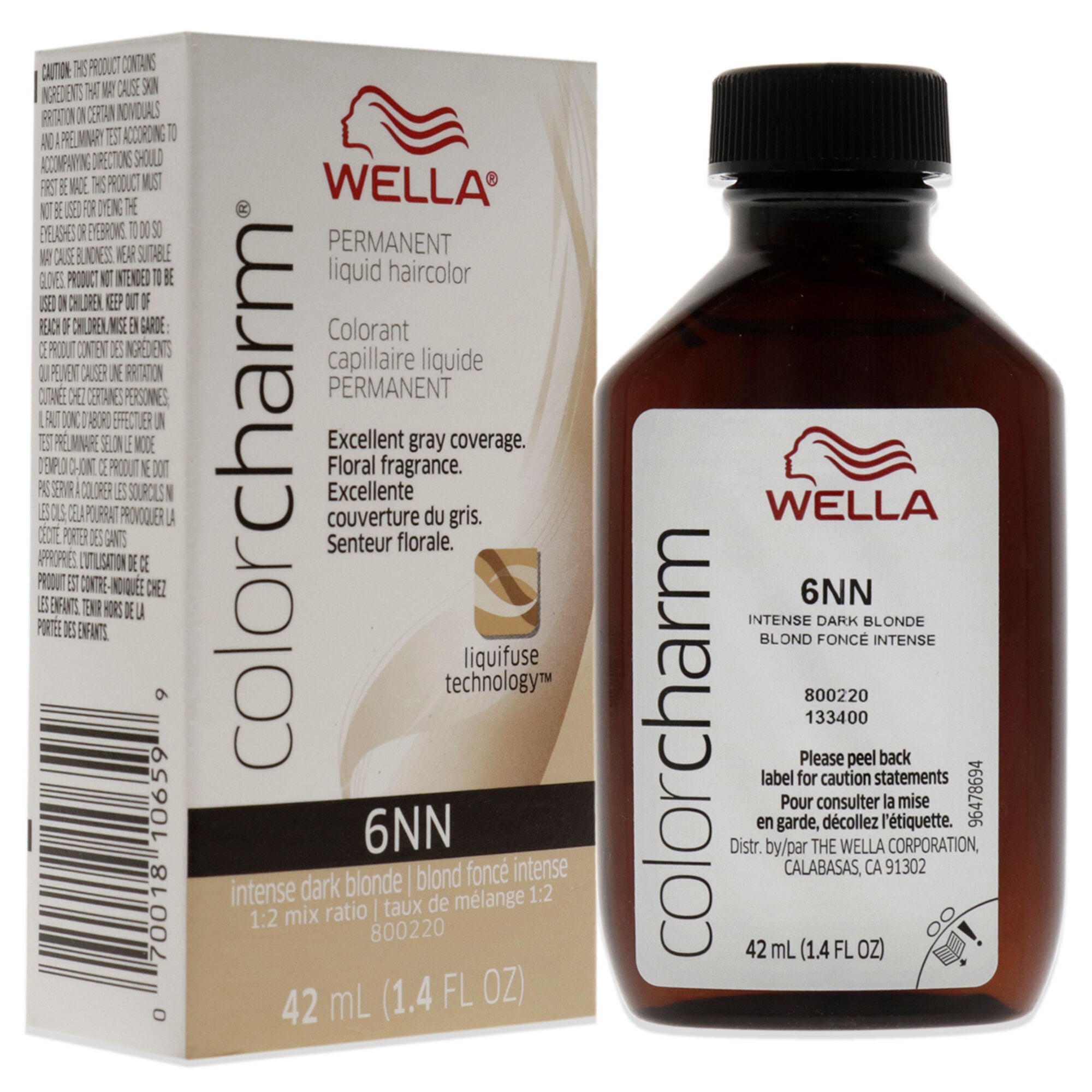 Color Charm Permanent Liquid Hair Color - 6NN Intense Dark Blonde by Wella for Unisex - 1.42 oz Hair Color, Brown, alternate image number 2