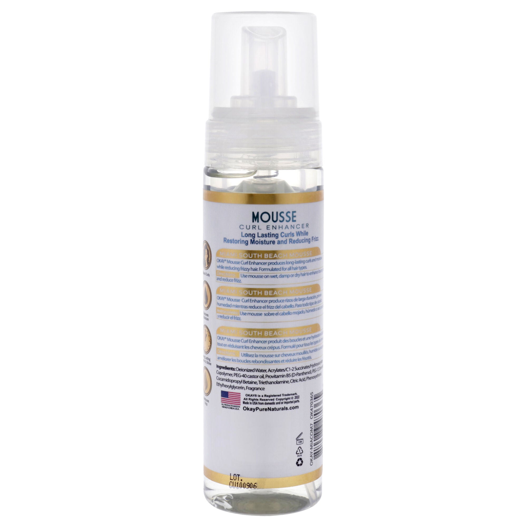 Miami South Beach Curls - Curl Enhancing by Okay for Women - 7.5 oz Mousse, See Description, alternate image number 1