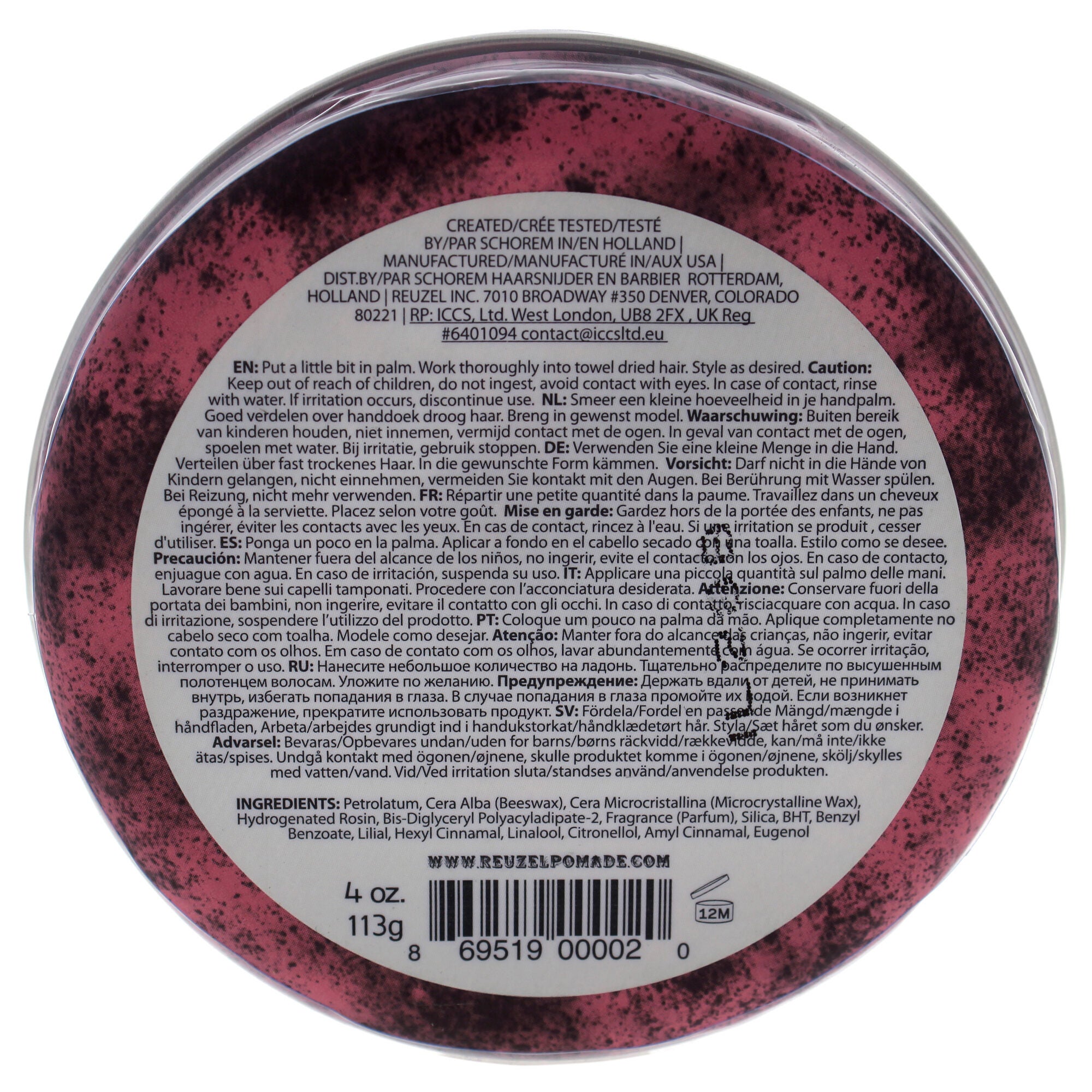 Pink Grease Heavy Hold Pomade by Reuzel for Men - 4 oz Pomade, See Description, alternate image number 2