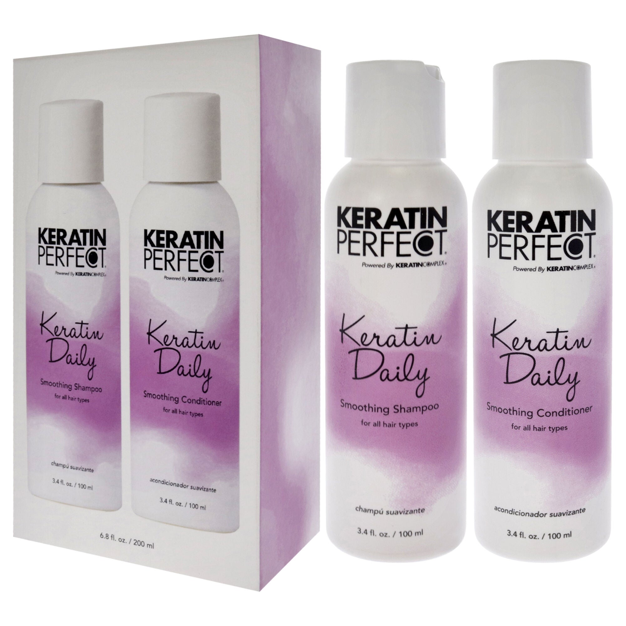 Keratin Daily Duo by Keratin Perfect for Unisex - 2 Pc 3.4oz Shampoo, 3.4oz Conditioner, See Description, alternate image number 3