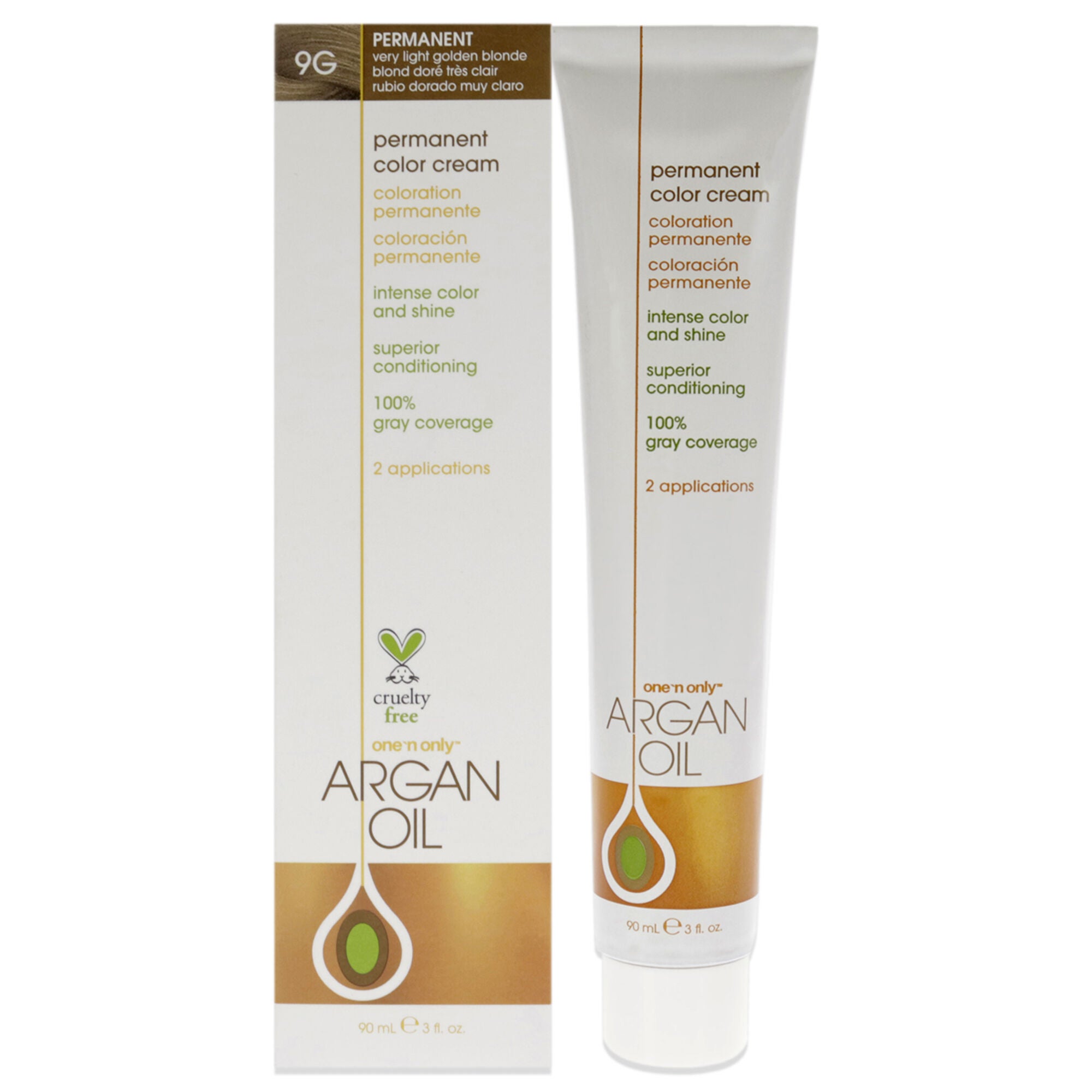 Argan Oil Permanent Color Cream - 9G Very Light Golden Blonde by One n Only for Unisex - 3 oz Hair Color, See Description, hi-res image number 0