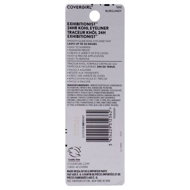 Exhibitionist 24Hr Kohl Eyeliner - 500 Burgundy by CoverGirl for Women - 0.04 oz Eyeliner, See Description, alternate image number 2