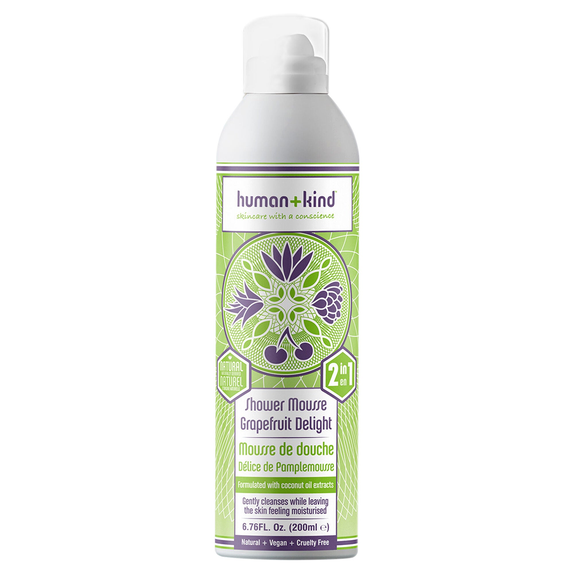 Shower Mousse Bodywash - Grapefruit Delight by Human+Kind for Unisex - 6.76 oz Body Wash, See Description, hi-res image number 0