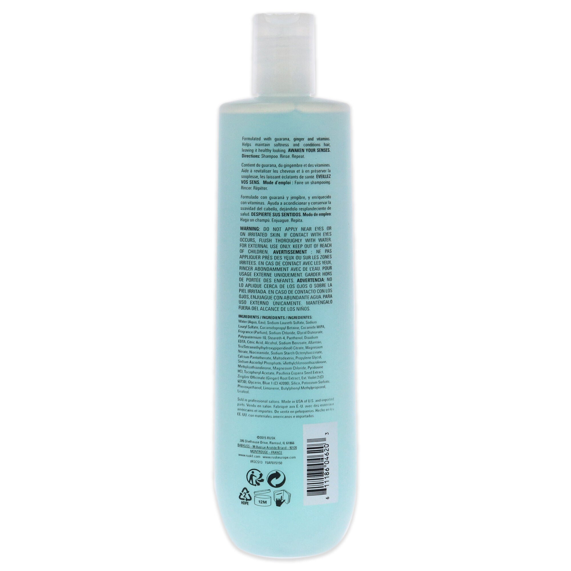 Sensories Calm Guarana and Ginger Nourishing Shampoo by Rusk for Unisex - 13.5 oz Shampoo, See Description, alternate image number 1