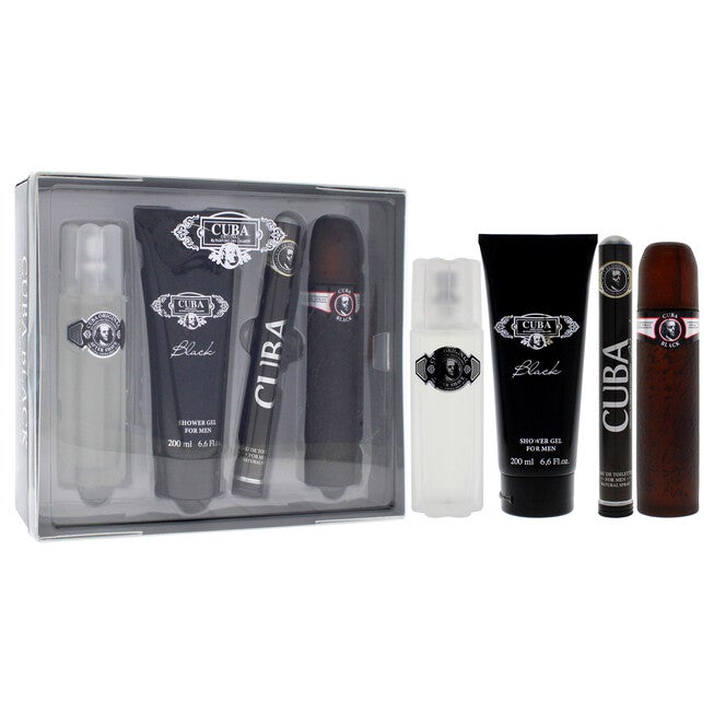 Cuba Black by Cuba for Men - 4 Pc Gift Set 3.4oz EDT Spray, 1.7oz EDT Spray, 3.3oz After Shave, 6.7oz Shower Gel, NA, alternate image number null