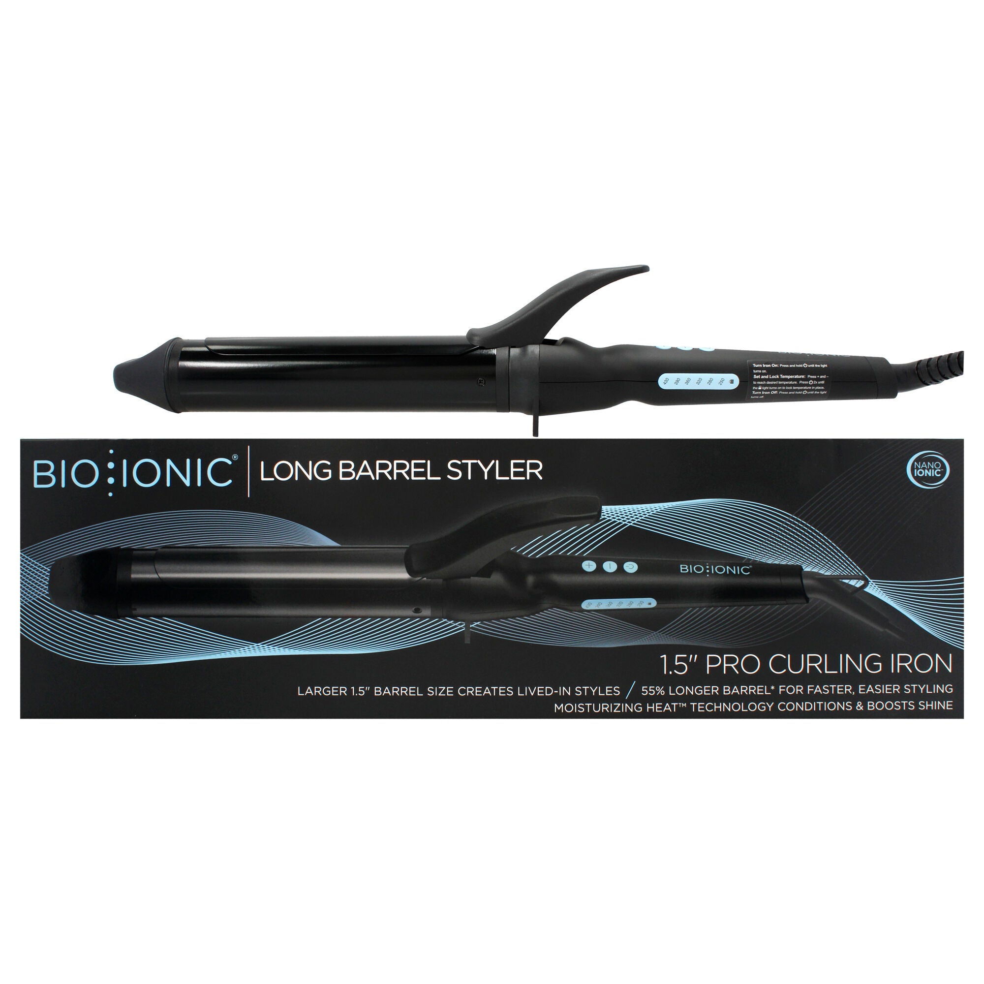 Long Barrel Styler - Black by Bio Ionic for Women - 1.5 Inch Curling Iron, See Description, hi-res image number 0