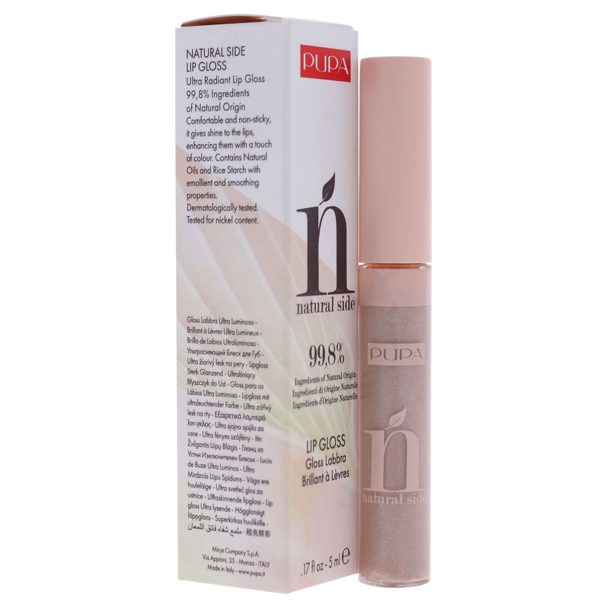 Natural Side Lip Gloss - 001 Light Rose by Pupa Milano for Women - 0.17 oz Lip Gloss, See Description, alternate image number 1