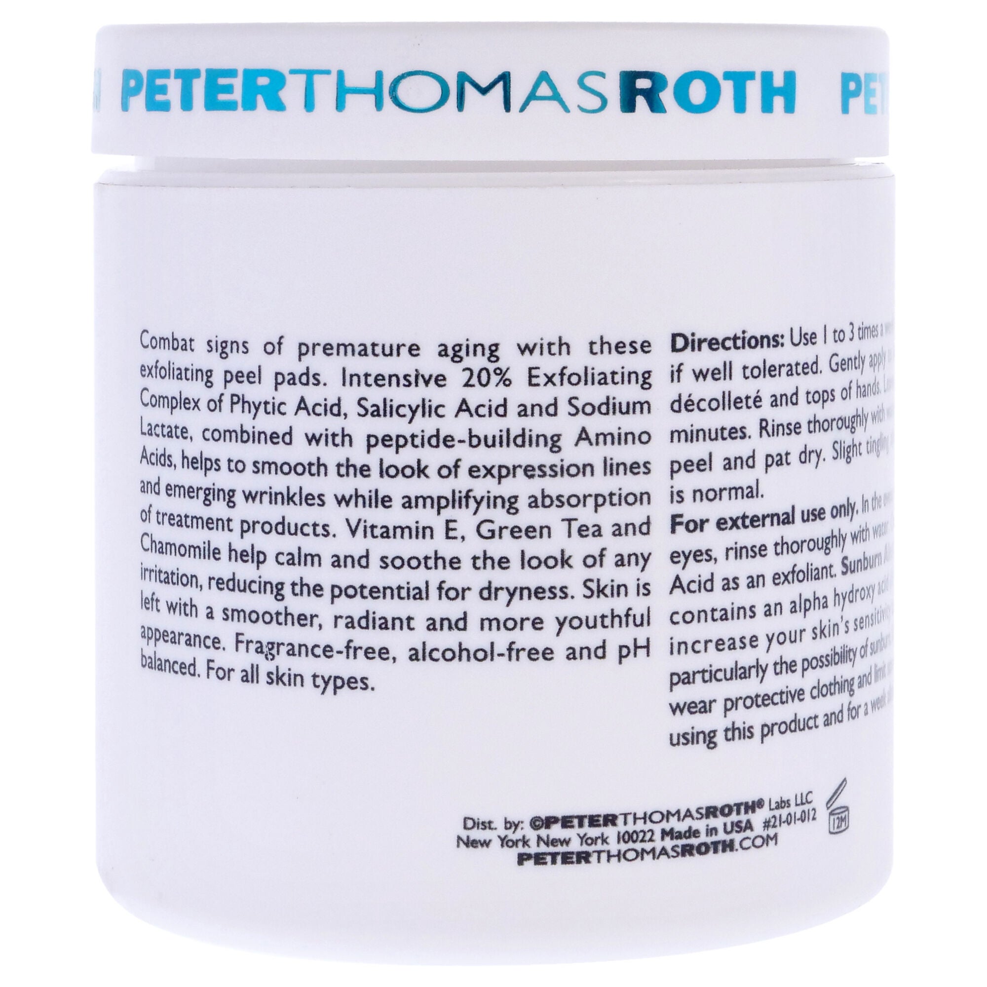 Peptide Skinjection Exfoliating Peel Pads - All Skin Types by Peter Thomas Roth for Unisex - 60 Pc Pads, See Description, alternate image number 1