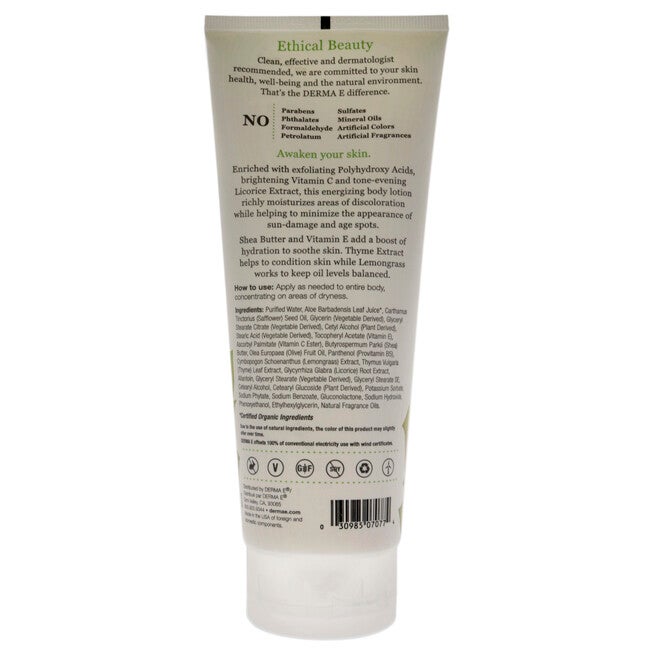 Tone-Correcting Shea Body Lotion - Lemongrass and Thyme by Derma-E for Unisex - 8 oz Body Lotion, , alternate image number null