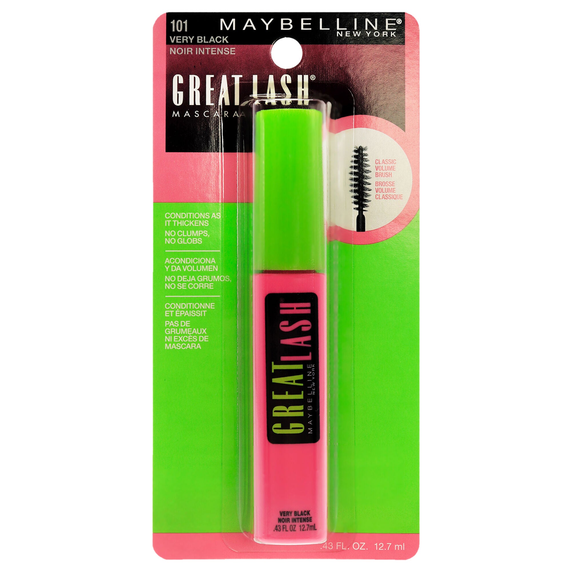 Great Lash Mascara - 101 Very Black by Maybelline for Women - 0.43 oz Mascara, See Description, hi-res image number 0