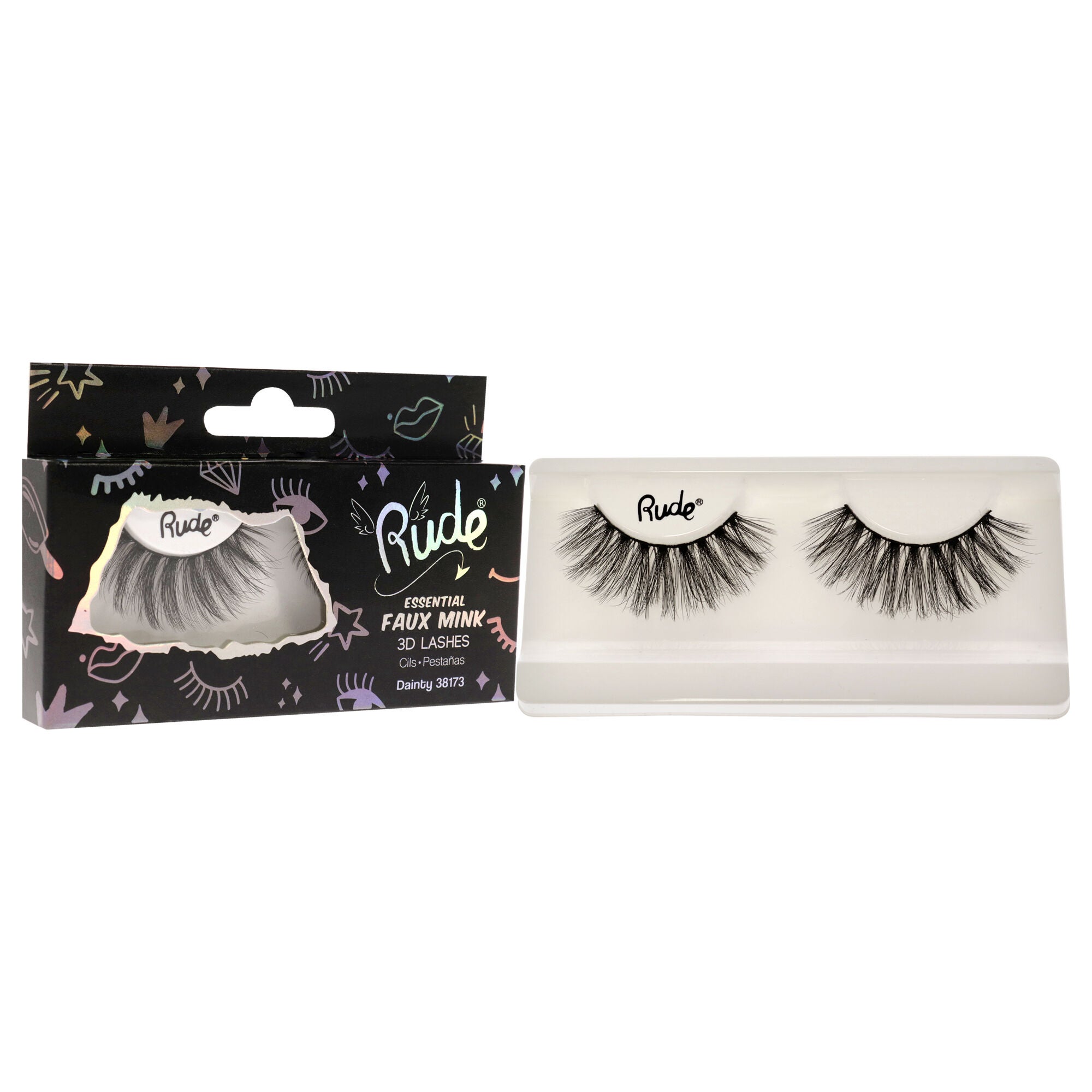 Essential Faux Mink 3D Lashes - Dainty by Rude Cosmetics for Women - 1 Pc Pair, See Description, alternate image number 4