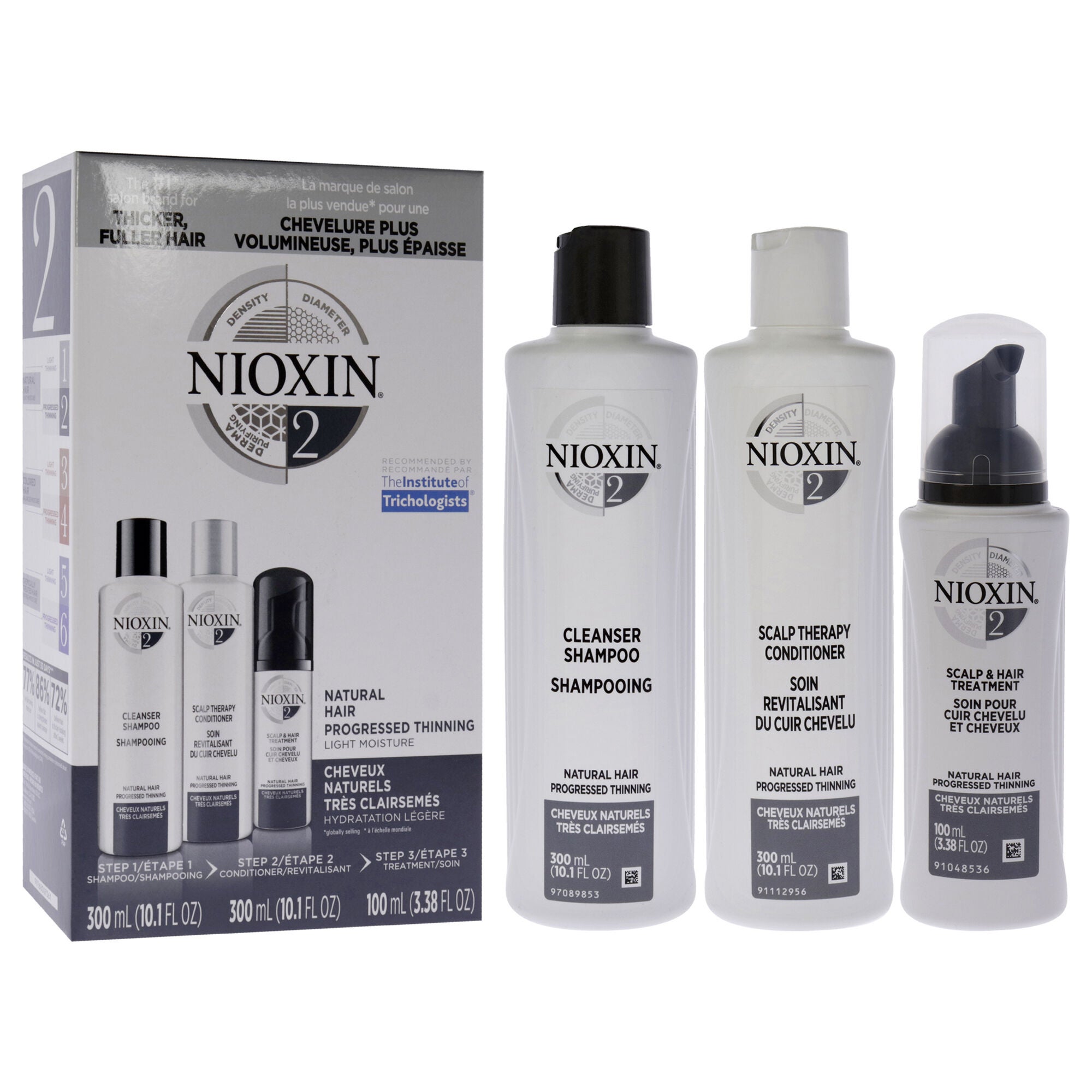 System 2 Kit by Nioxin for Unisex - 3 Pc 10.1oz Cleanser Shampoo, 10.1 oz Scalp Therapy Conditioner, 1Liter Scalp and Hair Treatment, See Description, alternate image number 2