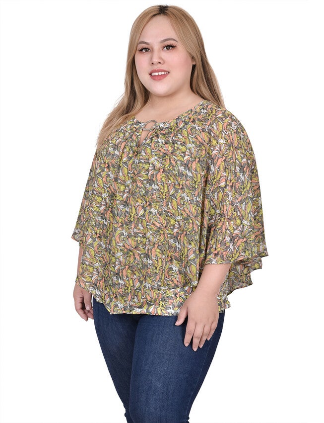 Chiffon Poncho Top With Ring, , alternate image number null