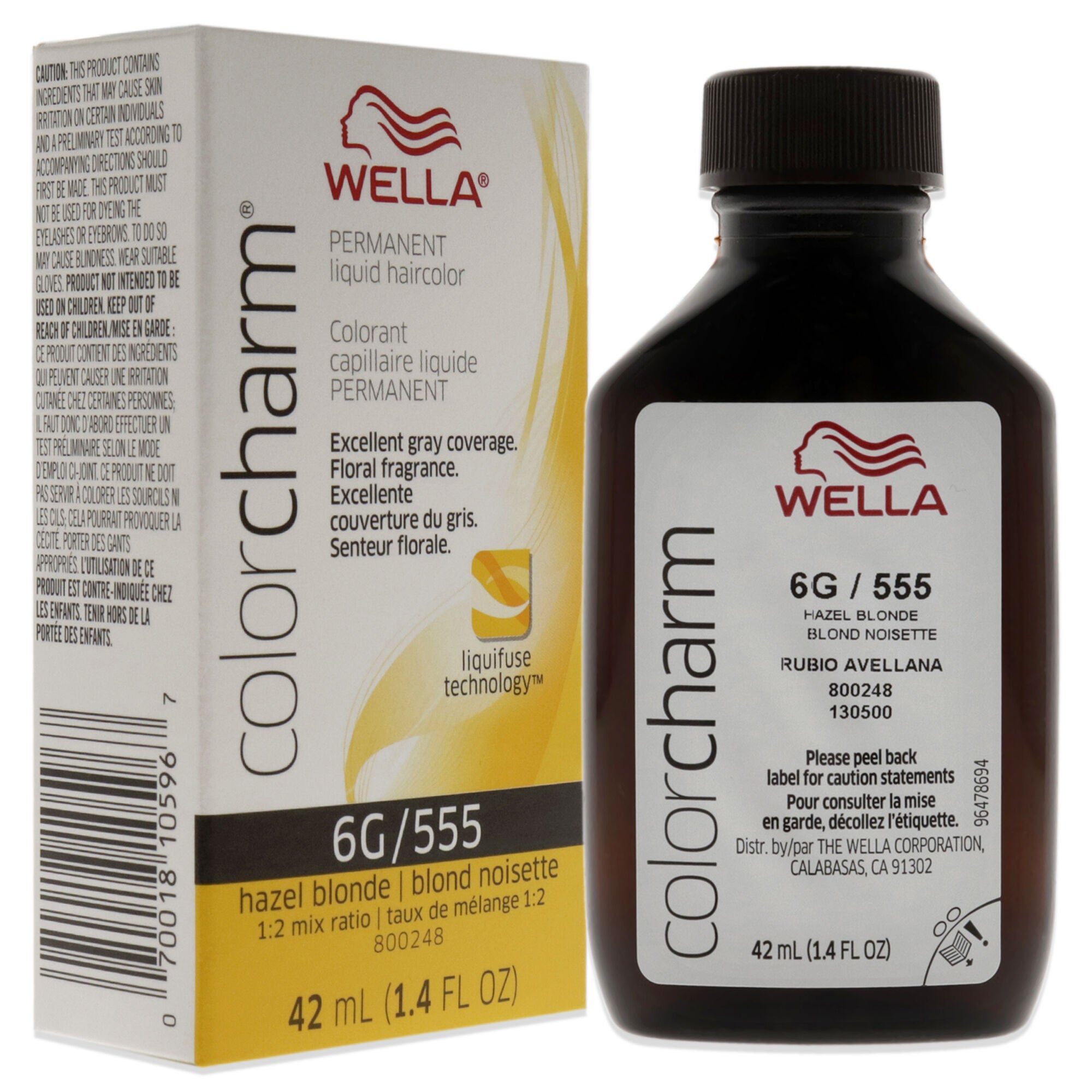 Color Charm Permanent Liquid Hair Color - 555 6G Hazel Blonde by Wella for Unisex - 1.42 oz Hair Color, See Description, alternate image number 2