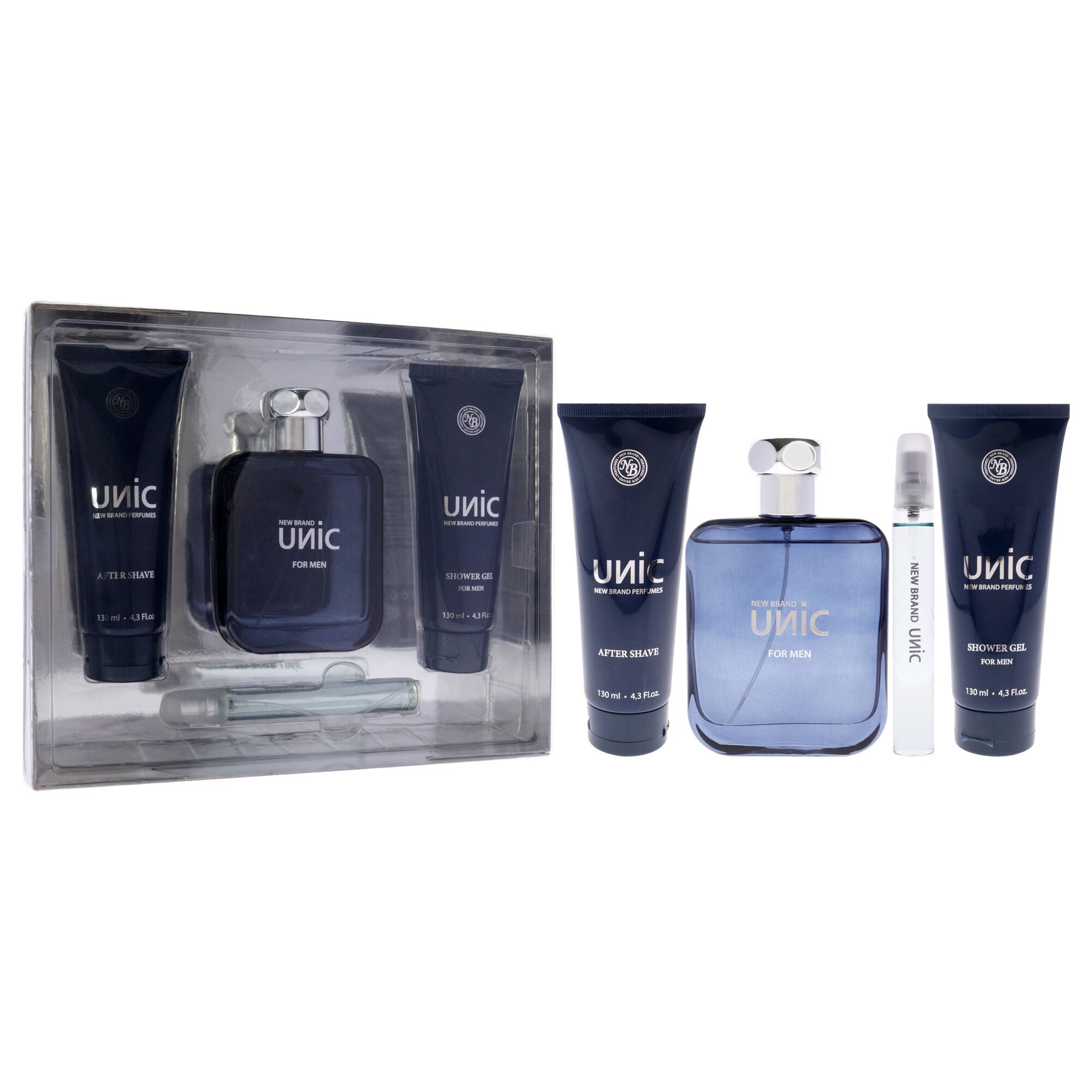 Unic by New Brand for Men - 4 Pc Gift Set 3.3oz EDT Spray, 0.5oz EDT Spray, 4.3oz Shower Gel, 4.3oz After Shave, , alternate image number 6