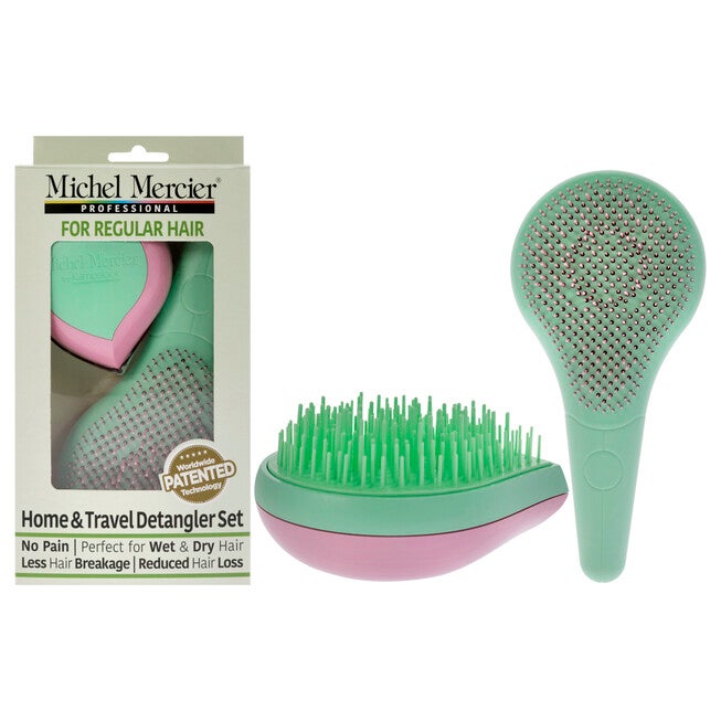 Home and Travel Detangler Set - Regular Hair by Michel Mercier for Unisex - 2 Pc The Classic Detangler Brush, The Travel Detangler Brush, NA, hi-res image number null