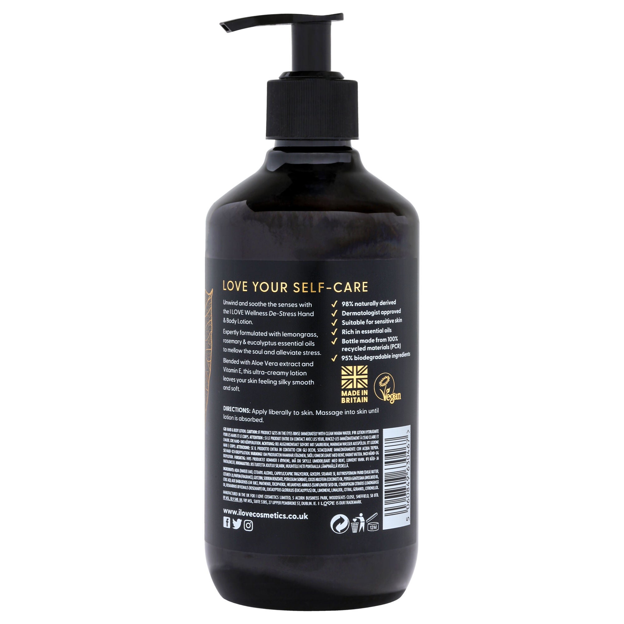 Wellness Hand and Body Lotion - De-Stress by I Love Cosmetics for Women - 16.9 oz Body Lotion, See Description, alternate image number 1