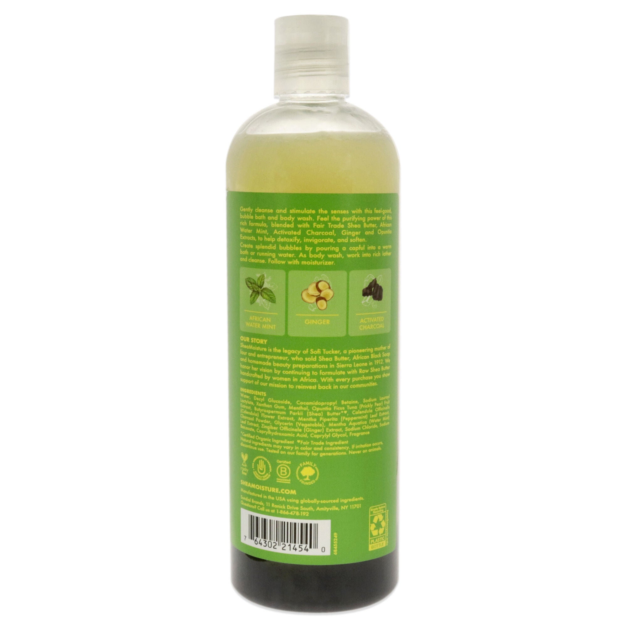 African Water Mint & Ginger Detox Bubble Bath & Body Wash by Shea Moisture for Unisex - 16 oz Body Wash, See Description, alternate image number 2
